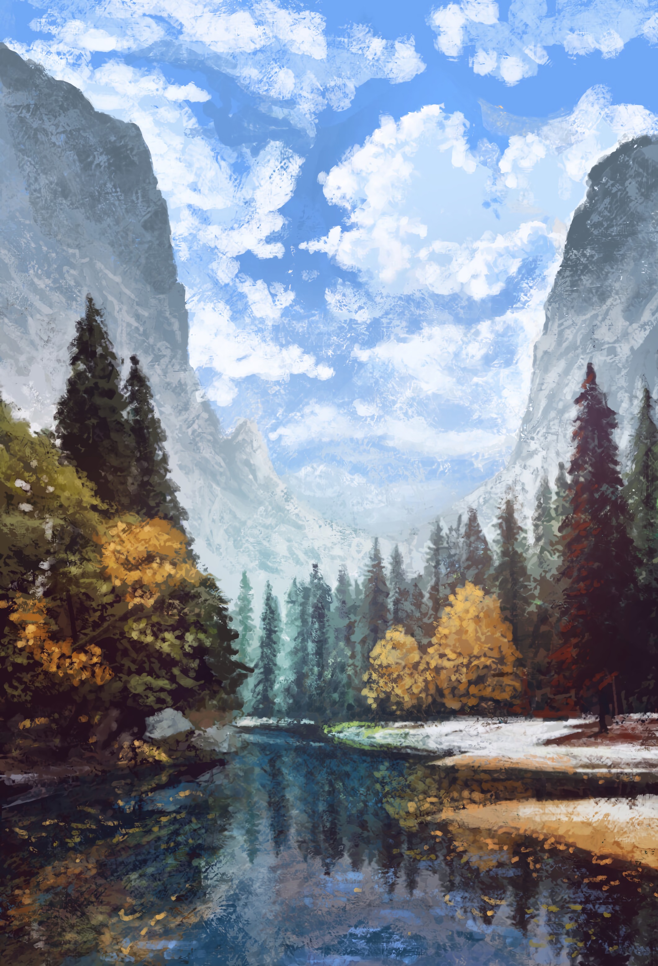 desktop and mobile oil paints, forest, art, rivers