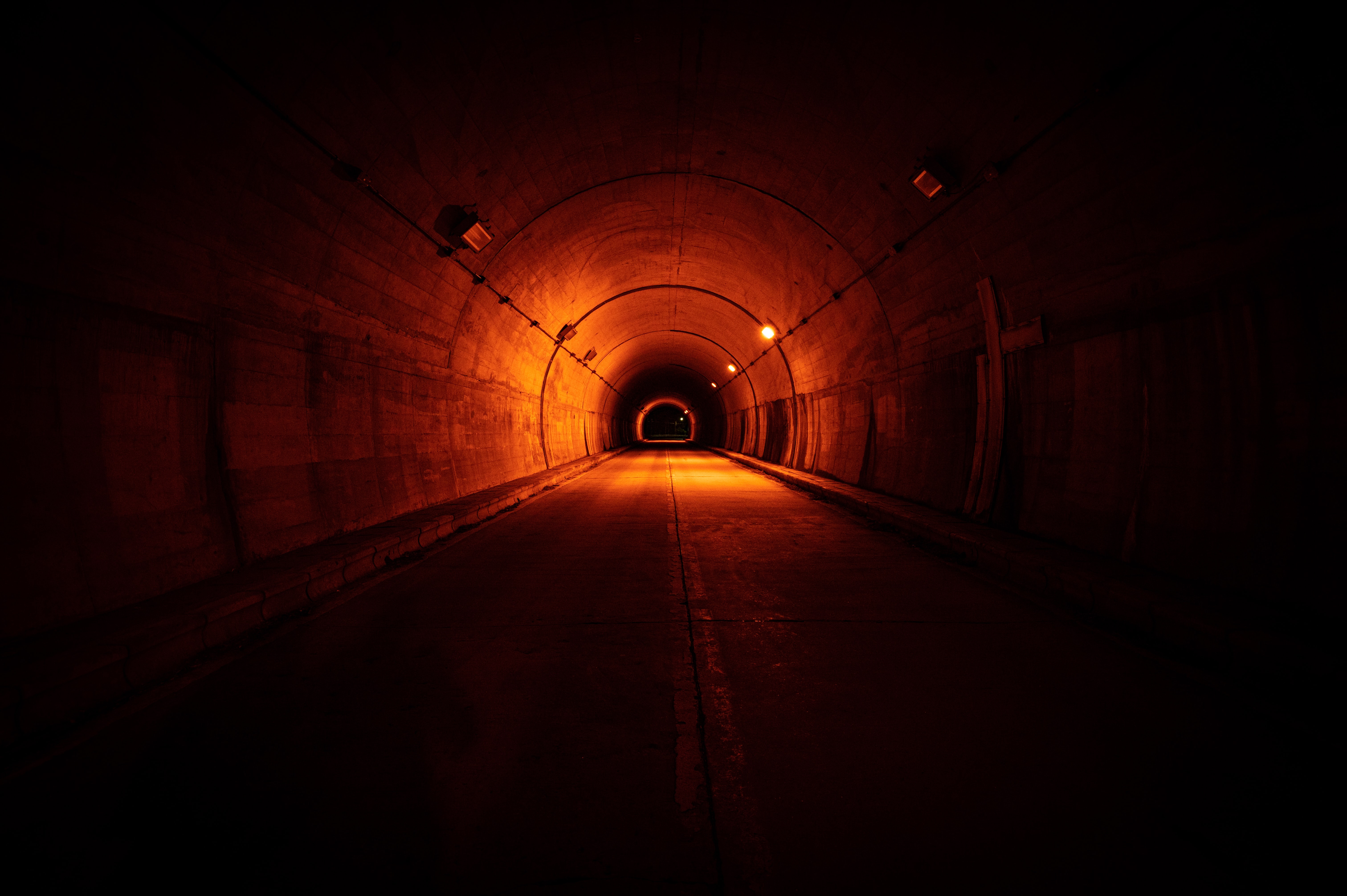 dark, road, backlight, illumination, tunnel