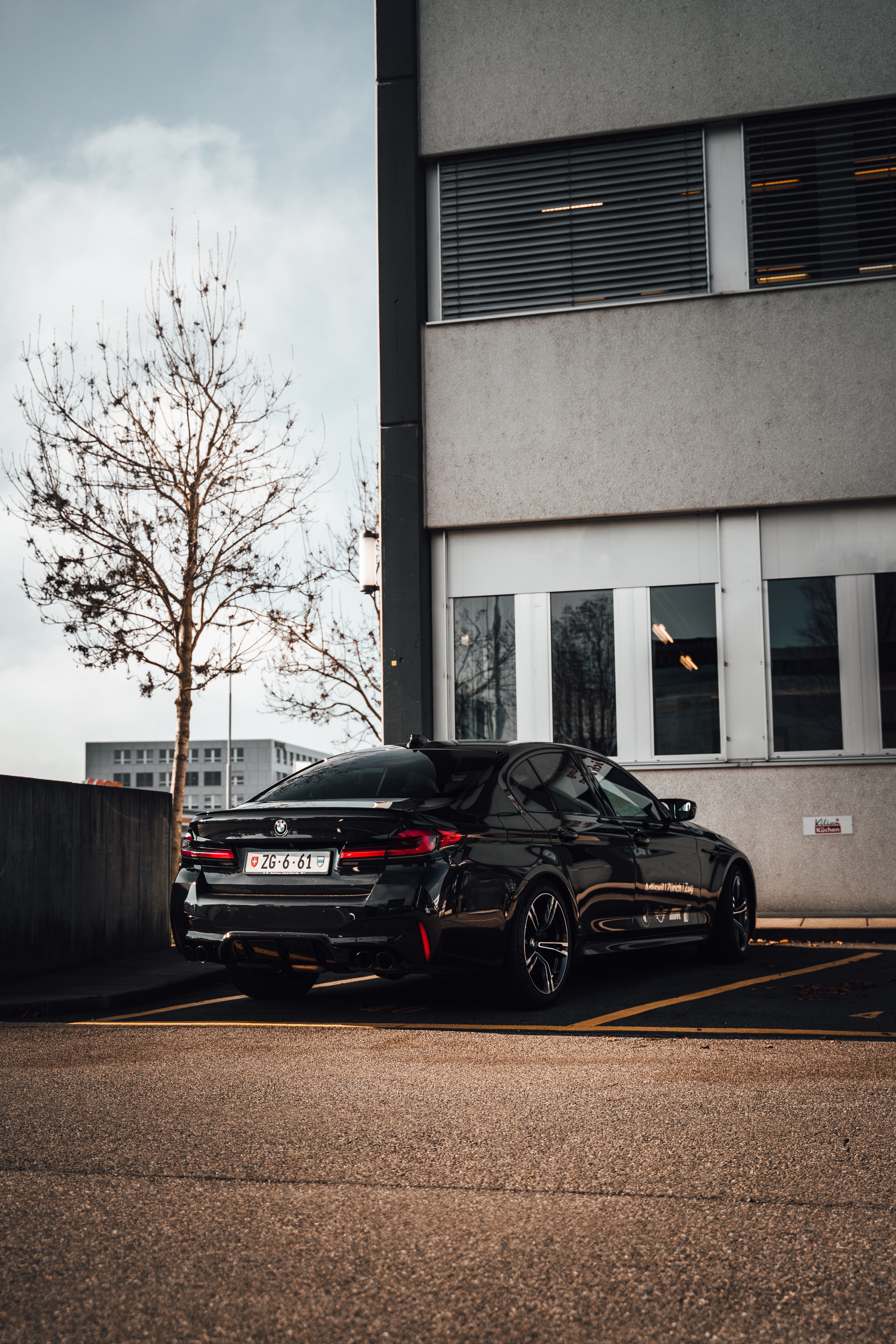 bmw, cars, black, car, side view, parking Aesthetic wallpaper