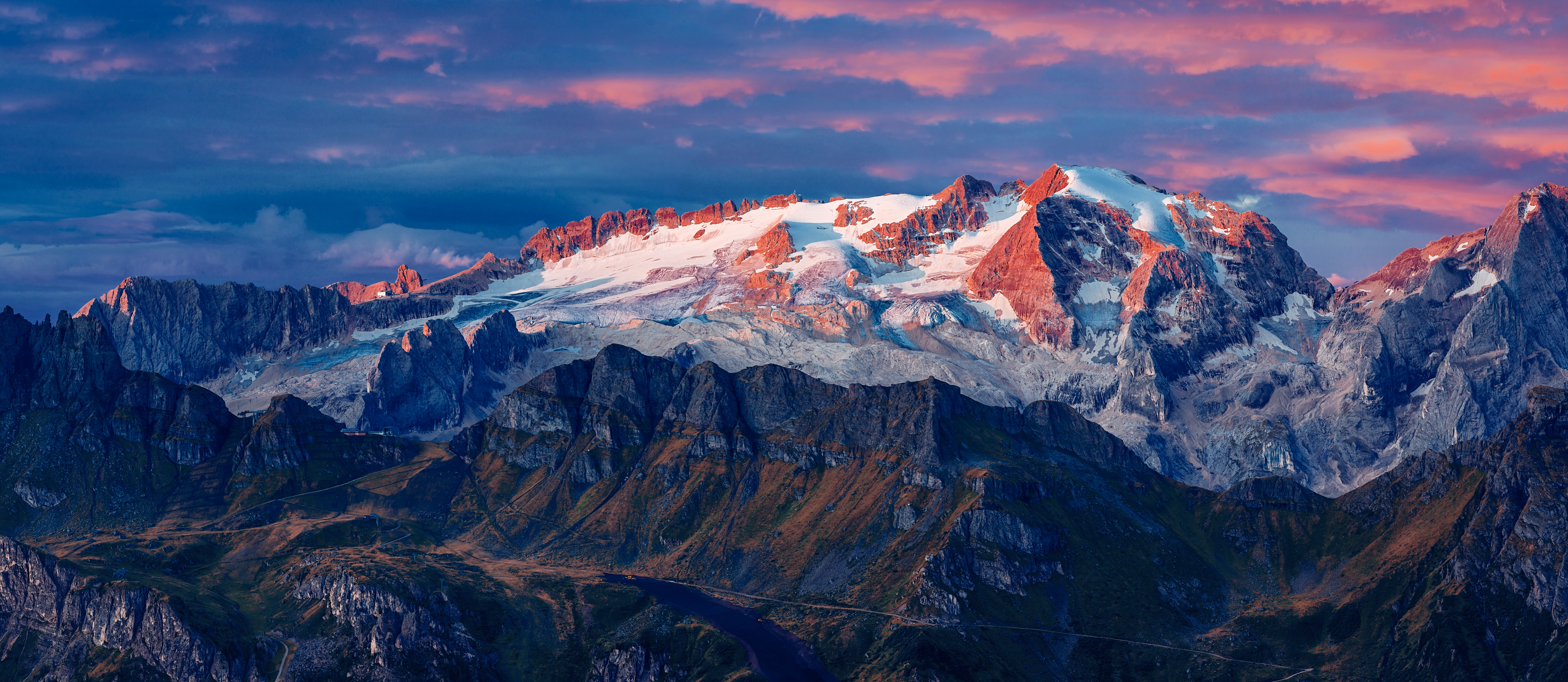 129114 download wallpaper mountains, nature, italy, vertex, top, glacier, marmolada screensavers and pictures for free