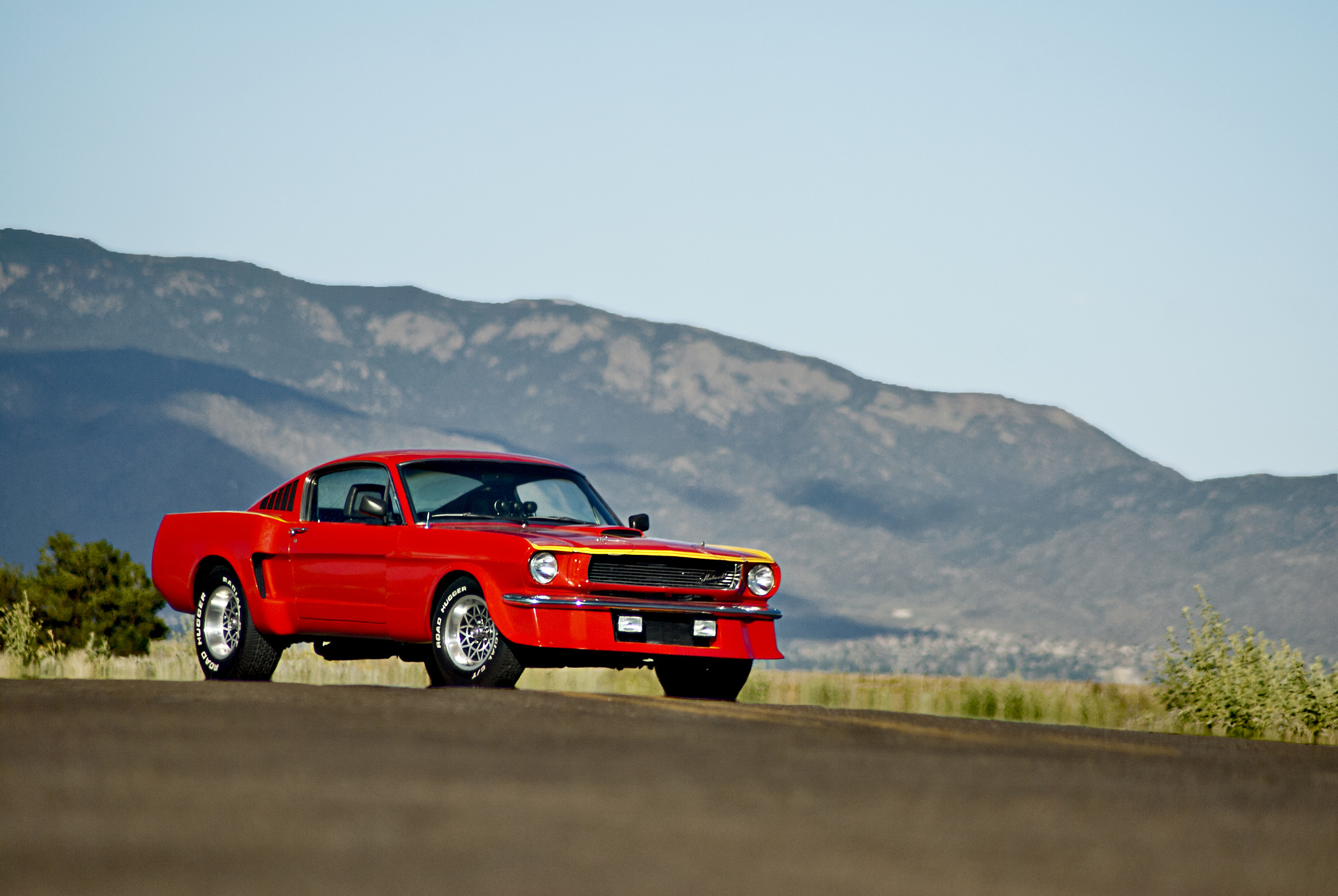 59806 Hintergrundbilder und Ford Mustang Bilder auf dem Desktop. Laden Sie cars, seitenansicht, rot, 1965 Bildschirmschoner kostenlos auf den PC herunter