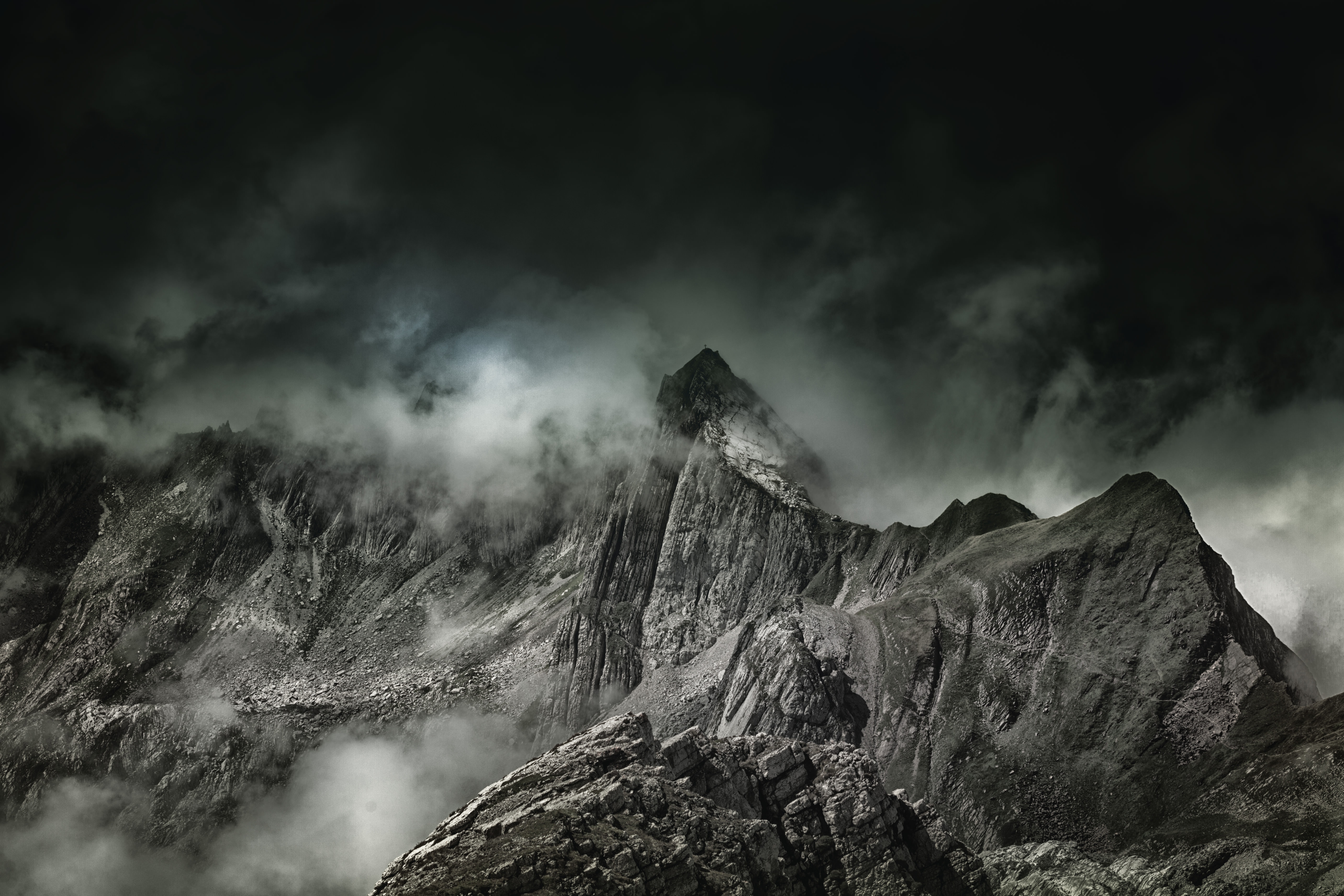 Laden Sie das Natur, Mountains, Scheitel, Nach Oben, Nebel-Bild kostenlos auf Ihren PC-Desktop herunter