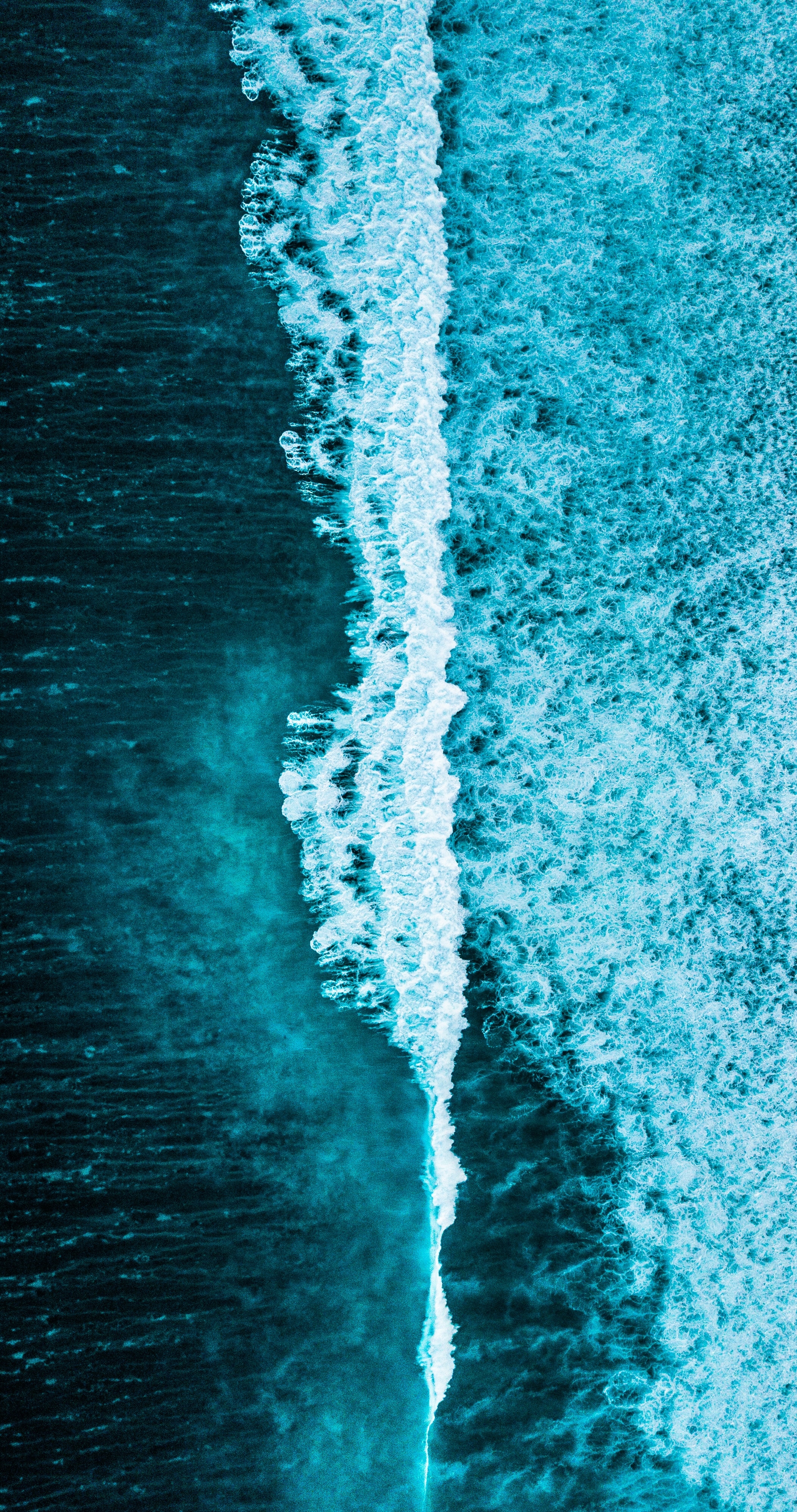 Wavy water, view from above, waves, nature 4k Wallpaper