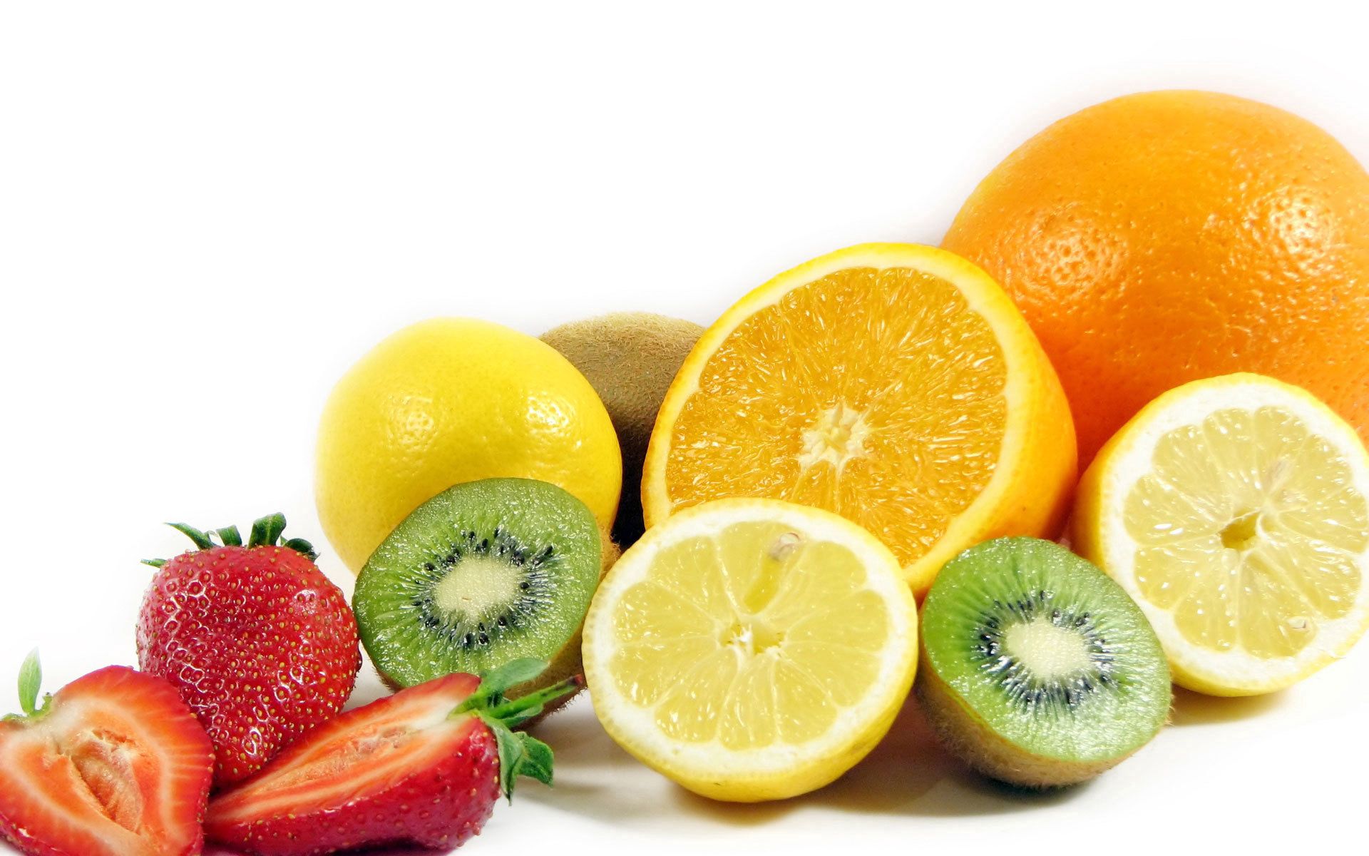 Handy-Wallpaper Obst, Lebensmittel, Erdbeere, Kiwi, Zitrone, Vorteil, Verwenden kostenlos herunterladen.