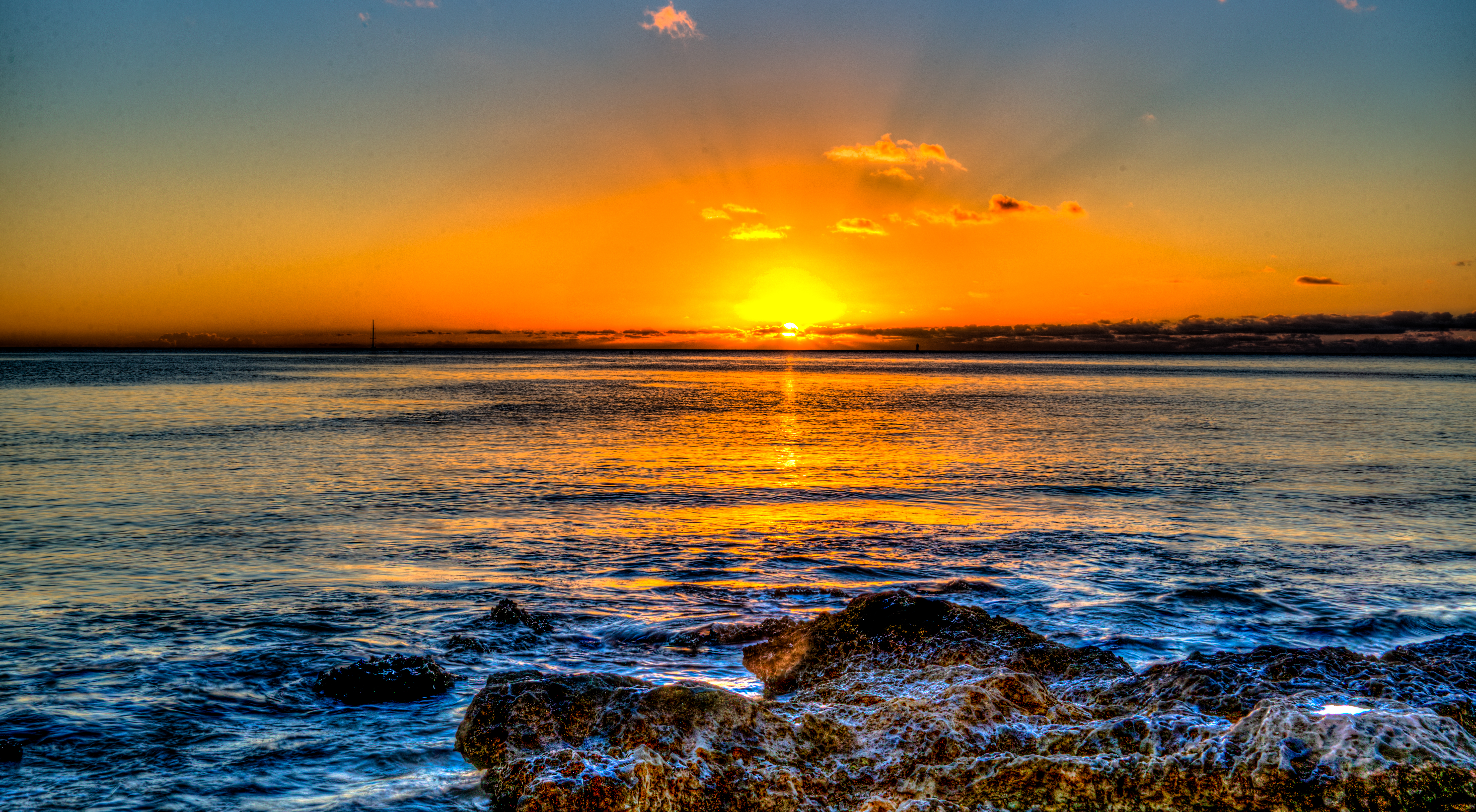 hawaii, nature, sunset, sea, horizon, ocean, surf