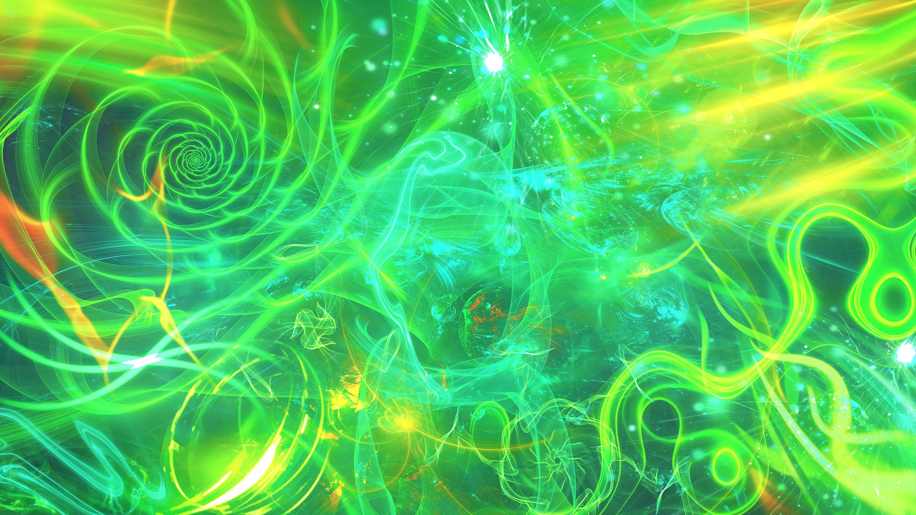 bright, abstract, fractal, green Phone Wallpaper