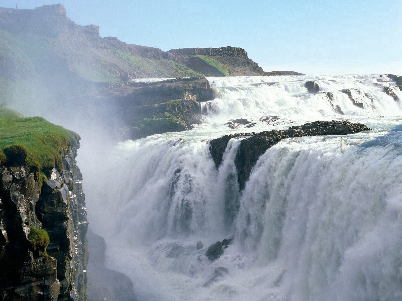 153955 завантажити шпалери ісландія, природа, потік, золотий водоспад, золоті водоспади - заставки і картинки безкоштовно