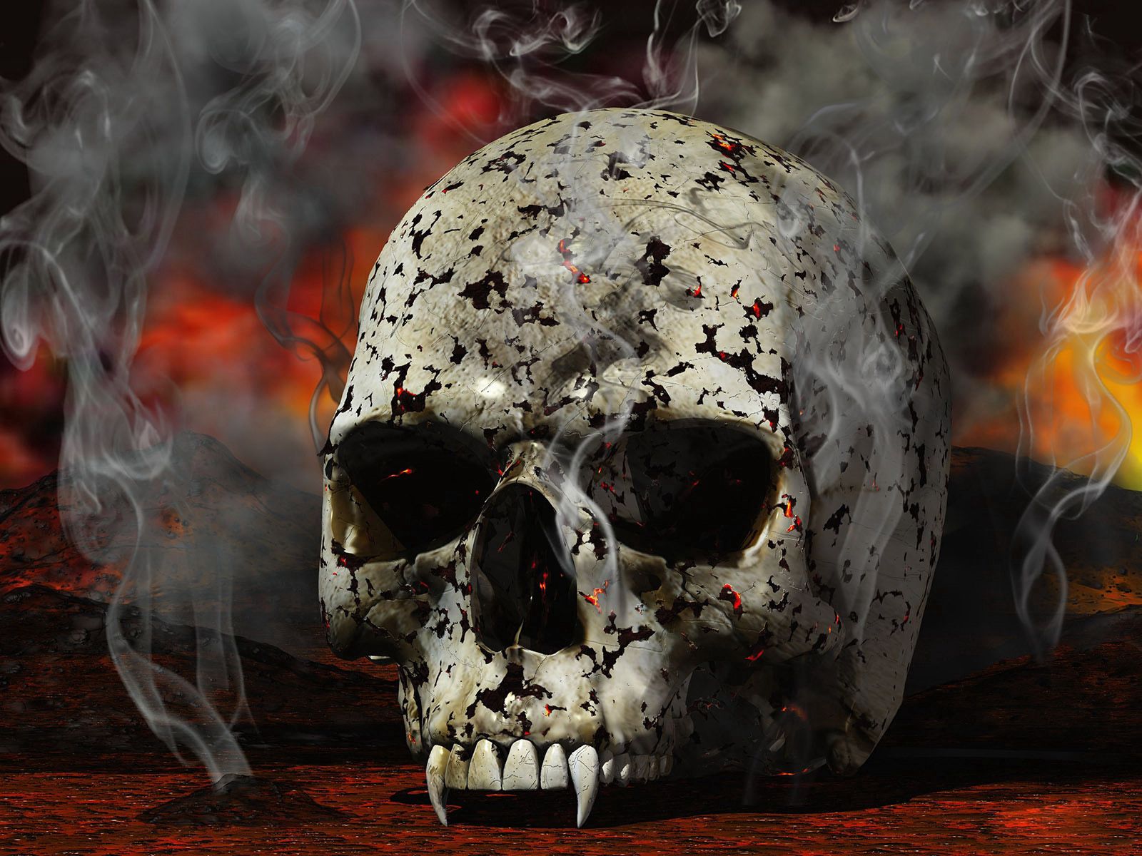 96905 download wallpaper 3d, skull, smoke, black, white, red screensavers and pictures for free