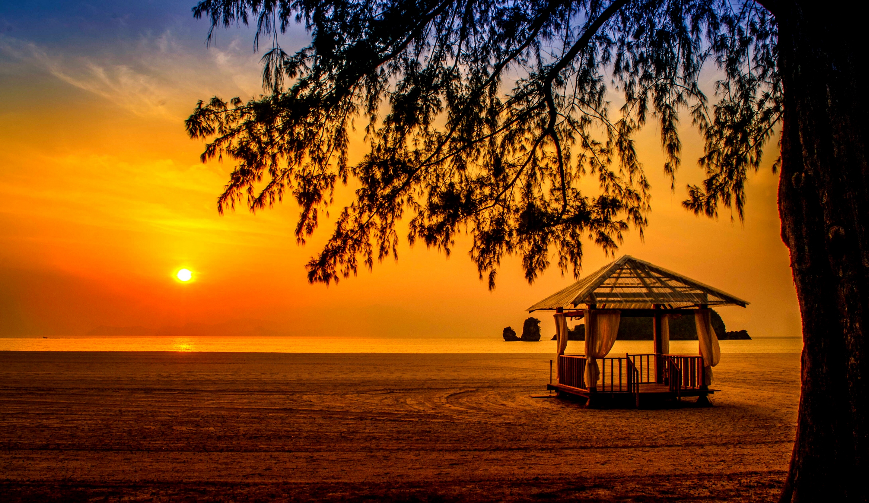 sunset, photography, malaysia, beach Horizon Desktop Wallpaper