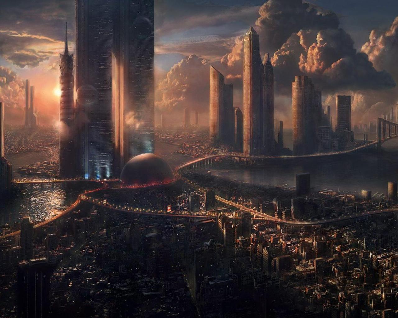 futuristic, sci fi, city