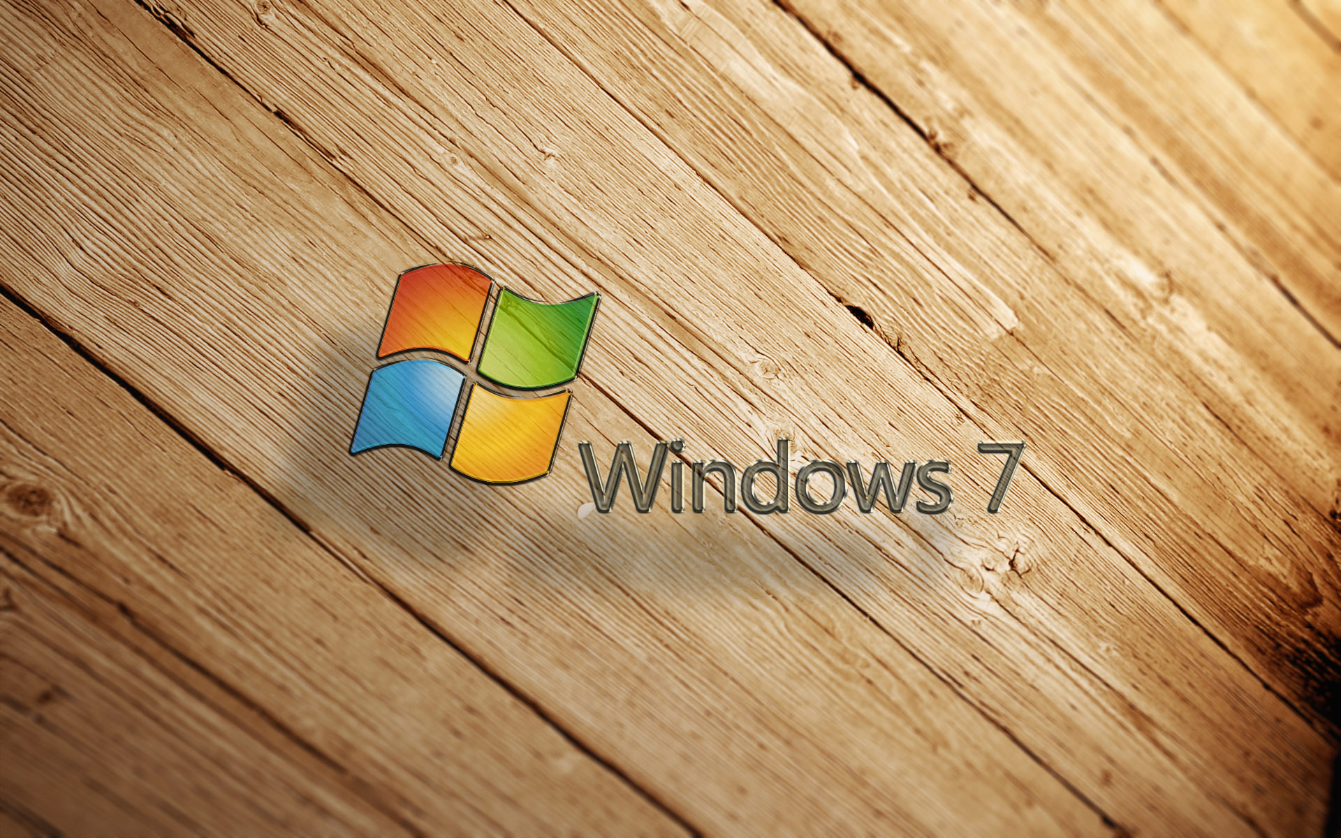 161546 завантажити шпалери технології, windows 7, поверх, логотип, мікрософт, тінь, вікна, деревина - заставки і картинки безкоштовно