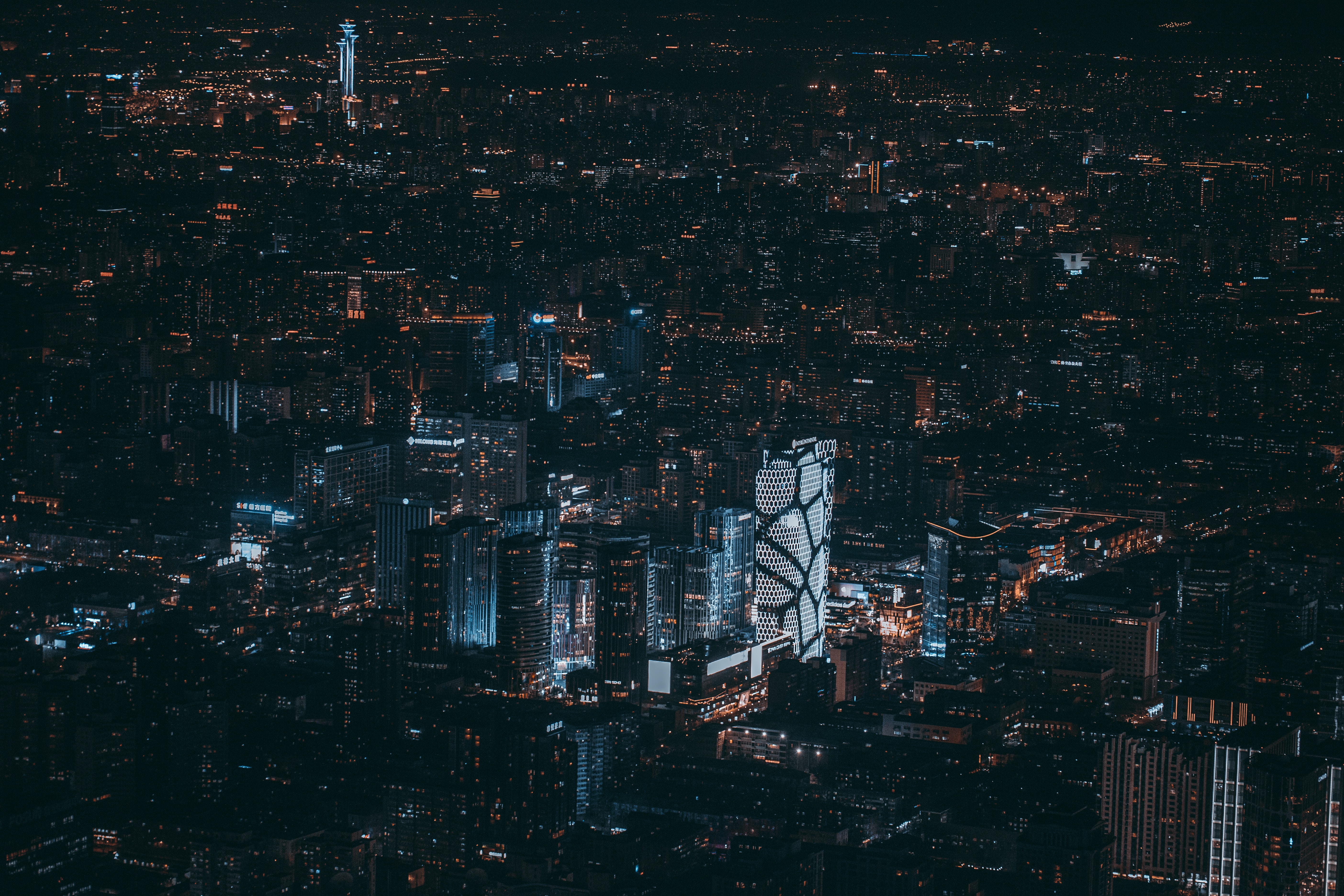 skyscrapers, night city, beijing, china, view from above, cities cell phone wallpapers