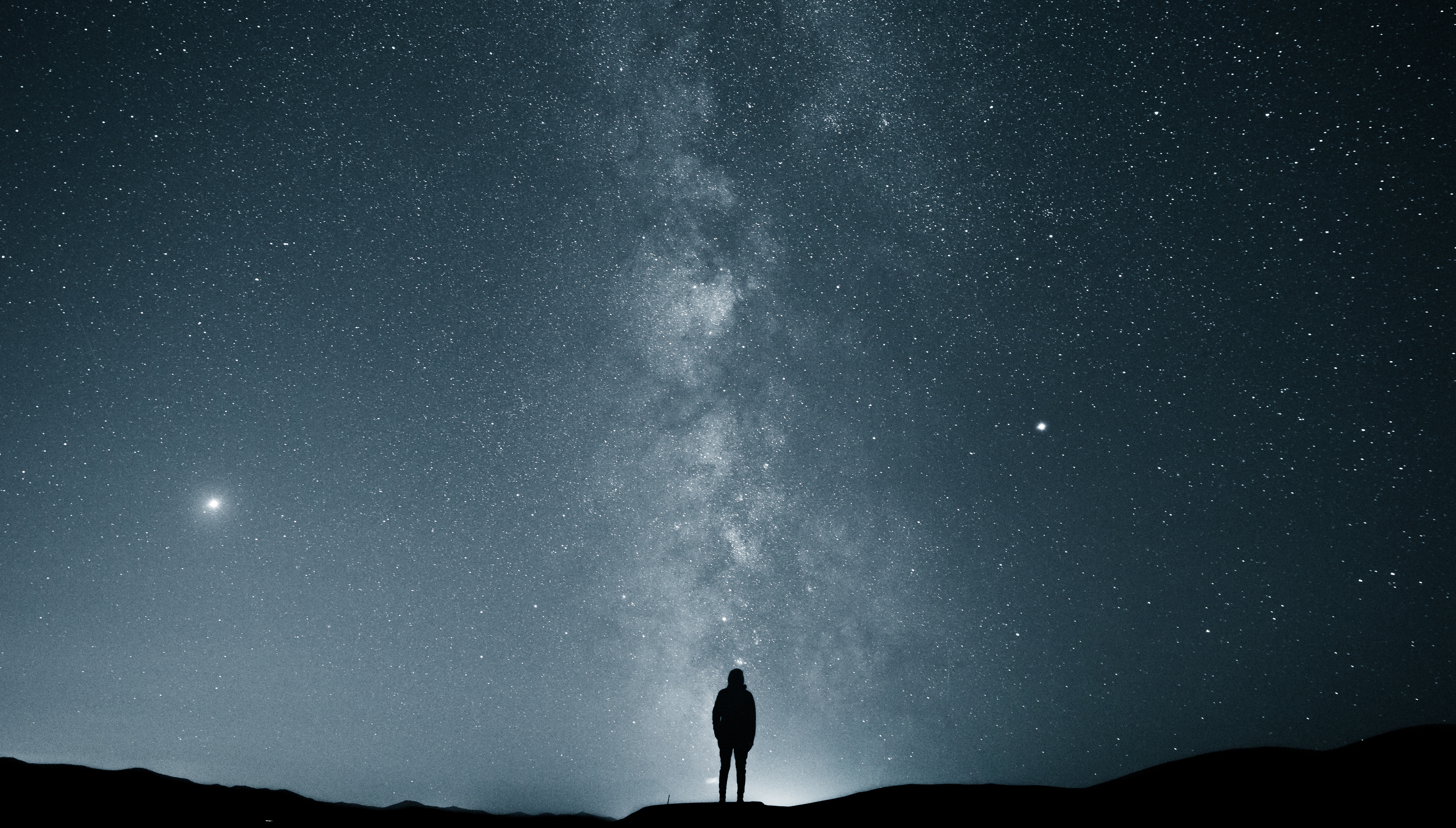 loneliness, privacy, dark, starry sky, shine, silhouette, seclusion, brilliance