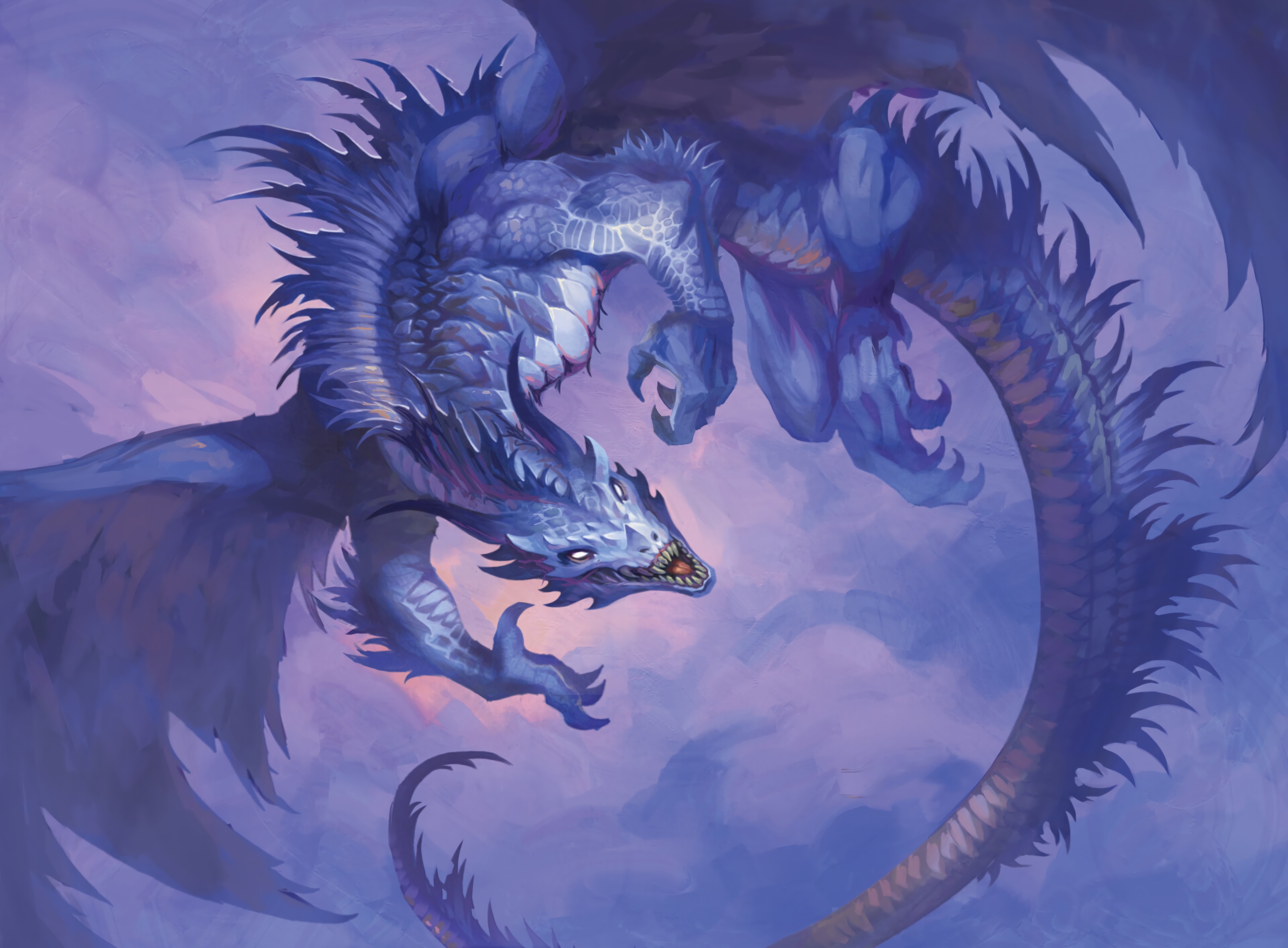 dragon, art, violet, fangs, purple, claws download HD wallpaper