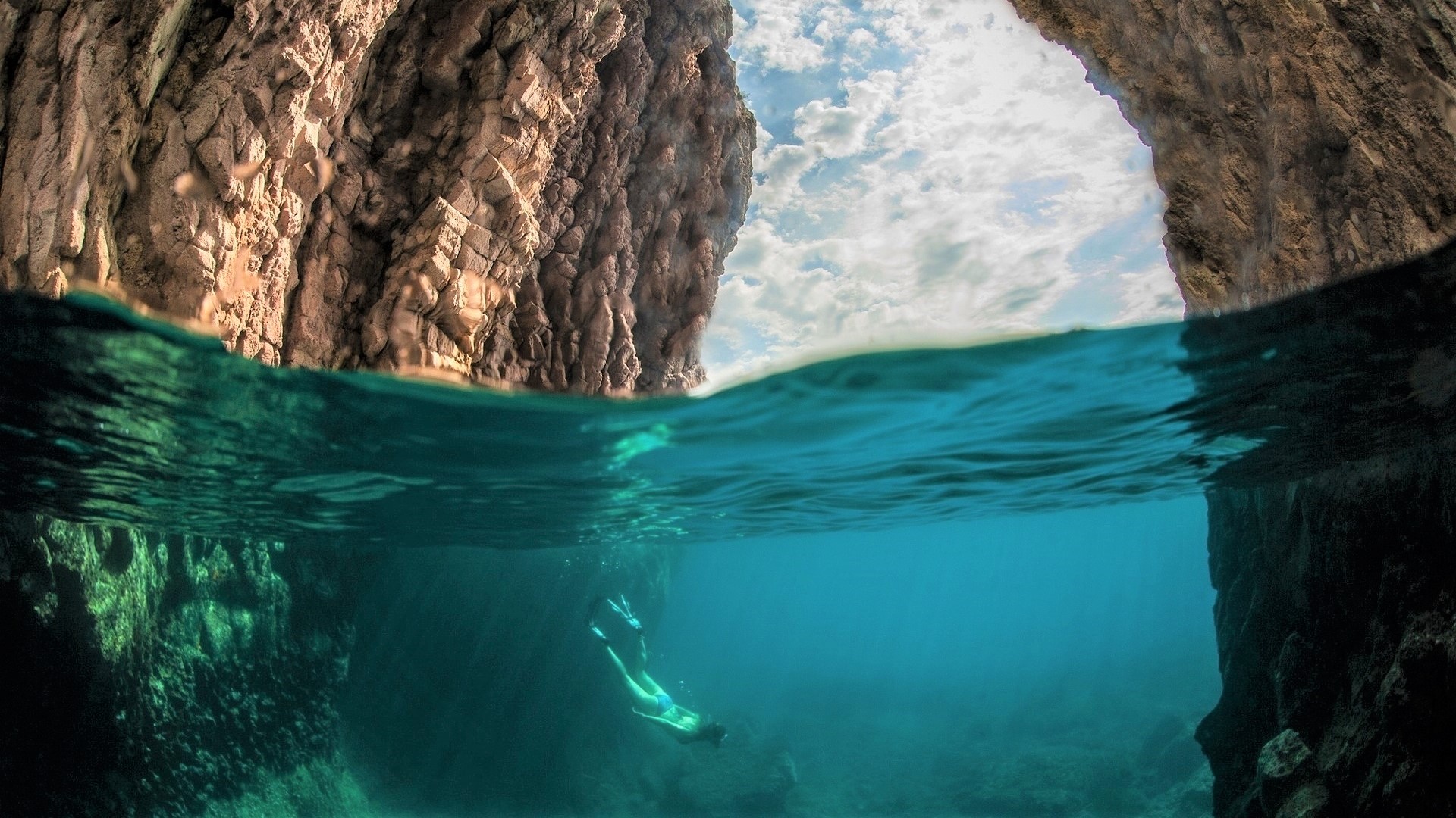 HD photos cave, scuba diver, photography, ocean