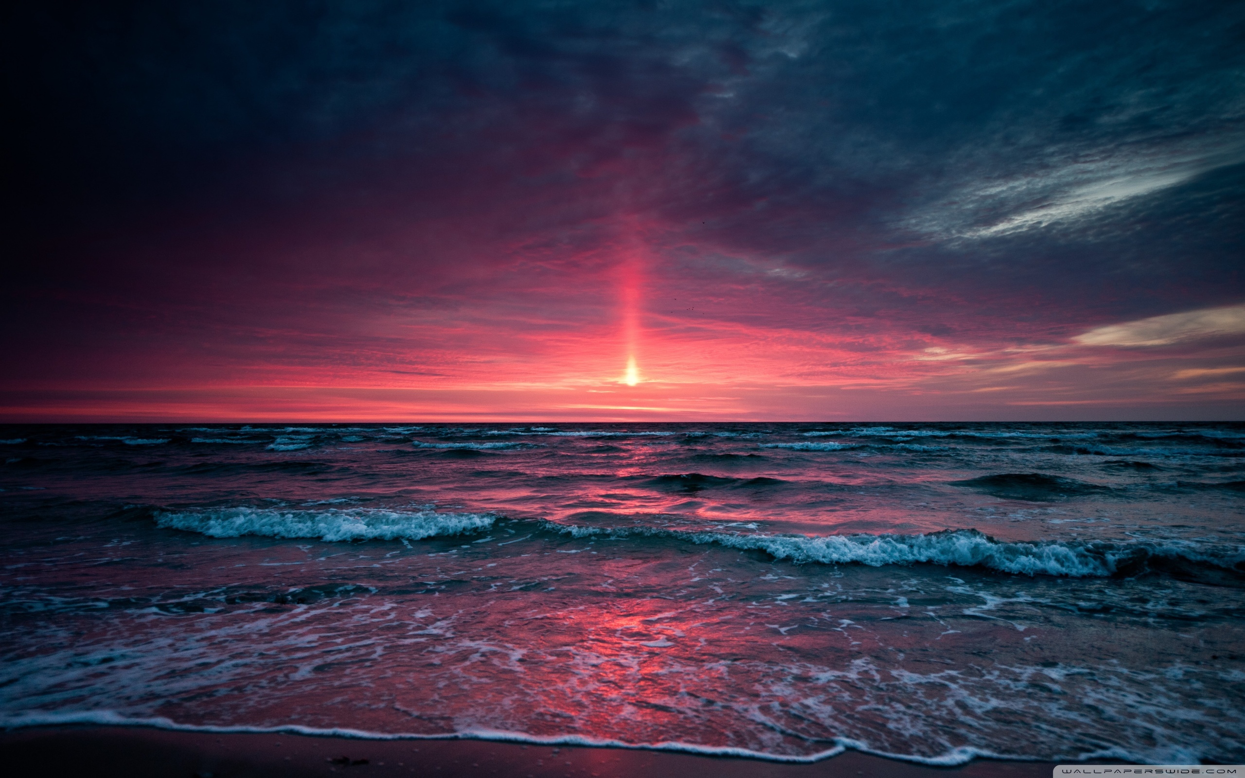 Laden Sie das Landschaft, Sunset, Sea, Waves, Strand-Bild kostenlos auf Ihren PC-Desktop herunter