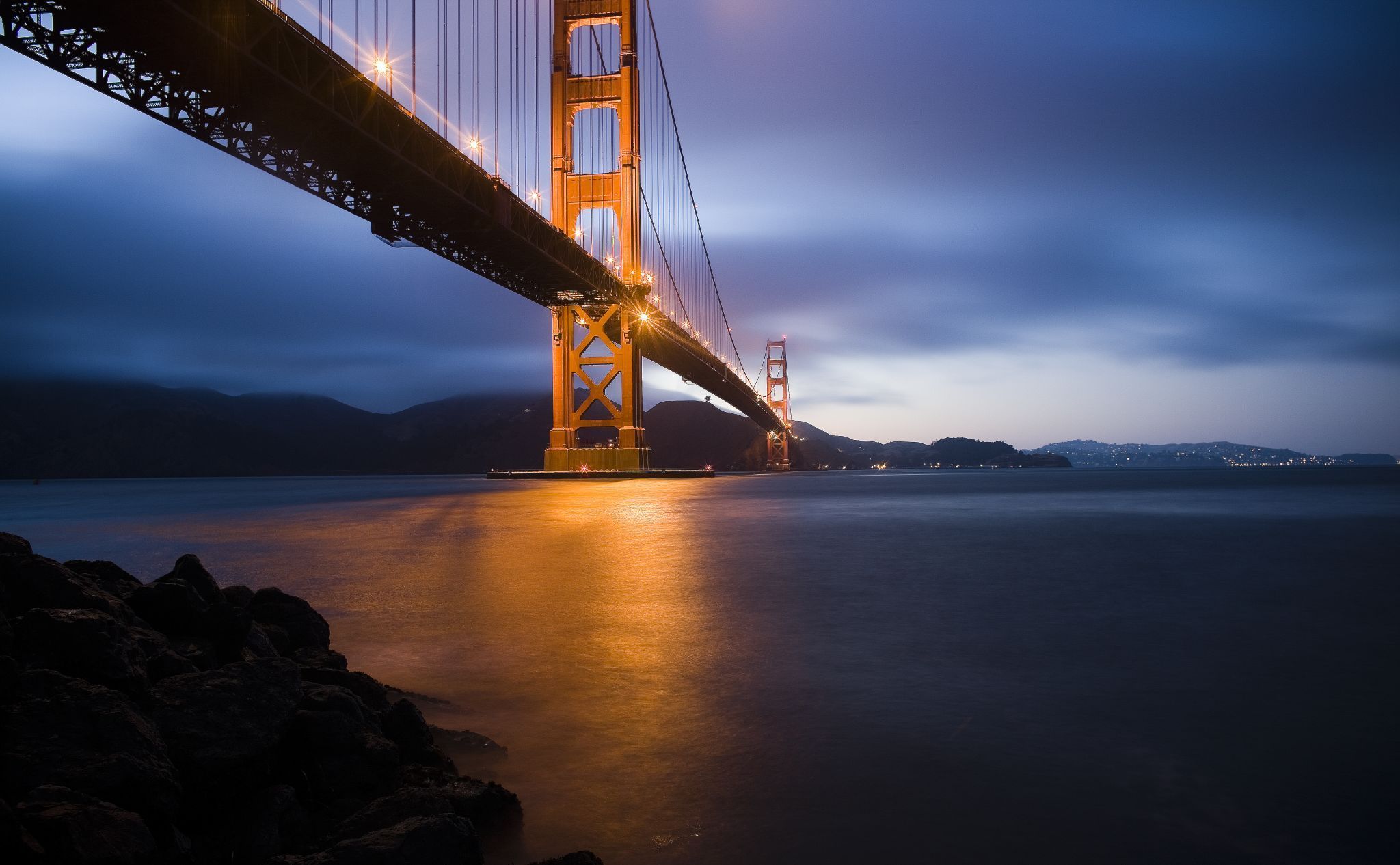 Золотые ворота Сан-Франциско ночью