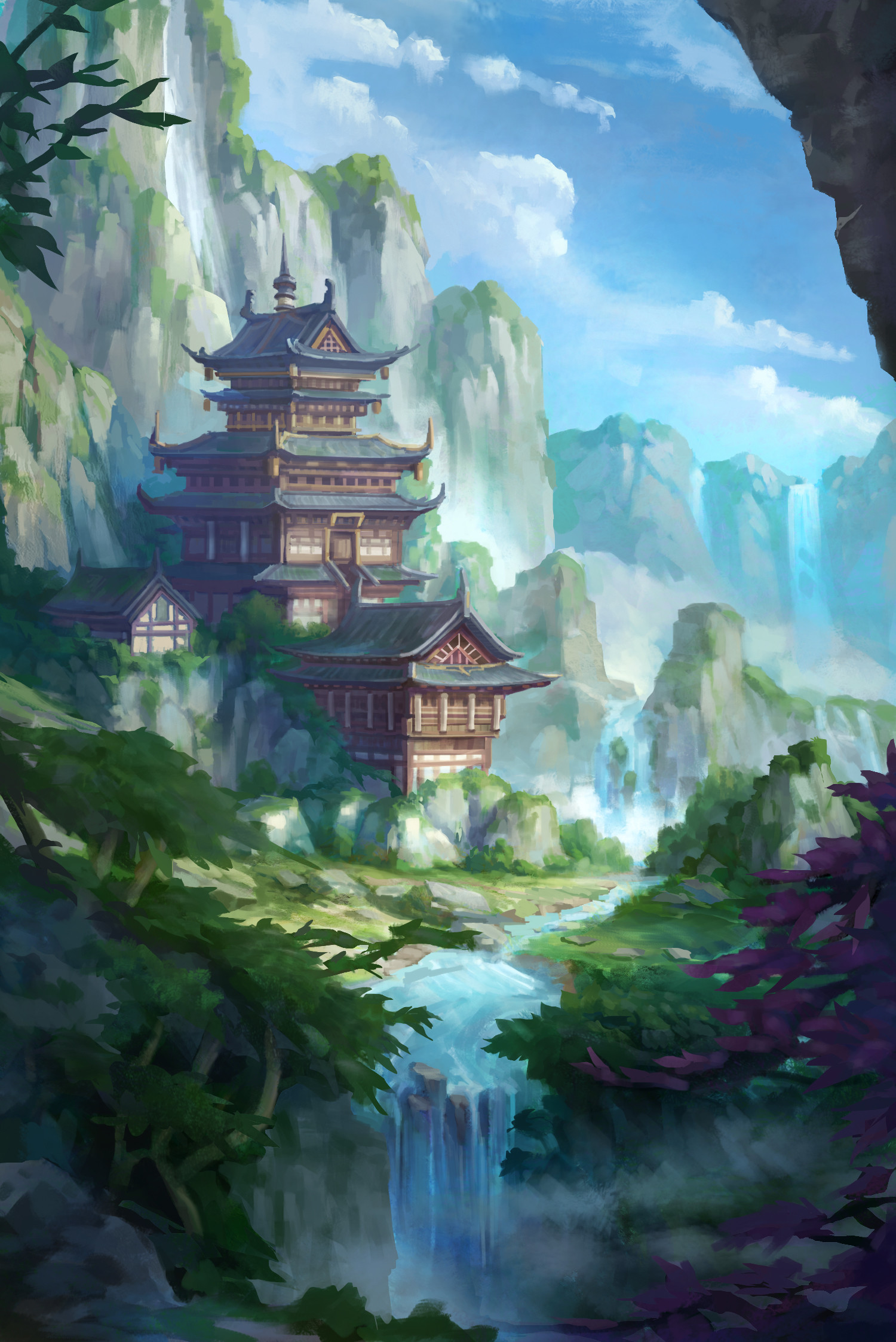 art, pagoda, slope, building New Lock Screen Backgrounds