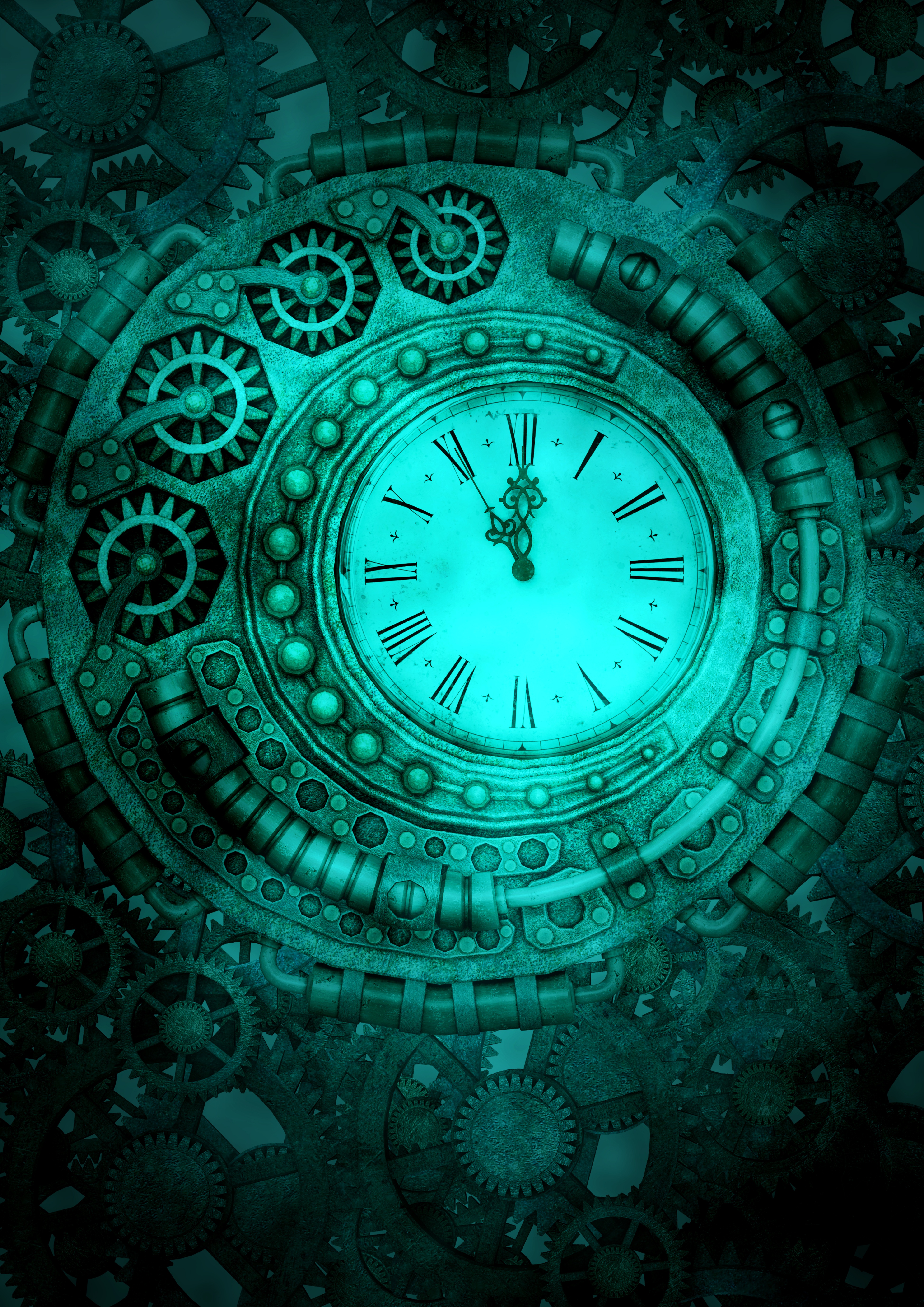 clock, steampunk, miscellanea, miscellaneous, mechanism, cogwheels, gear Full HD