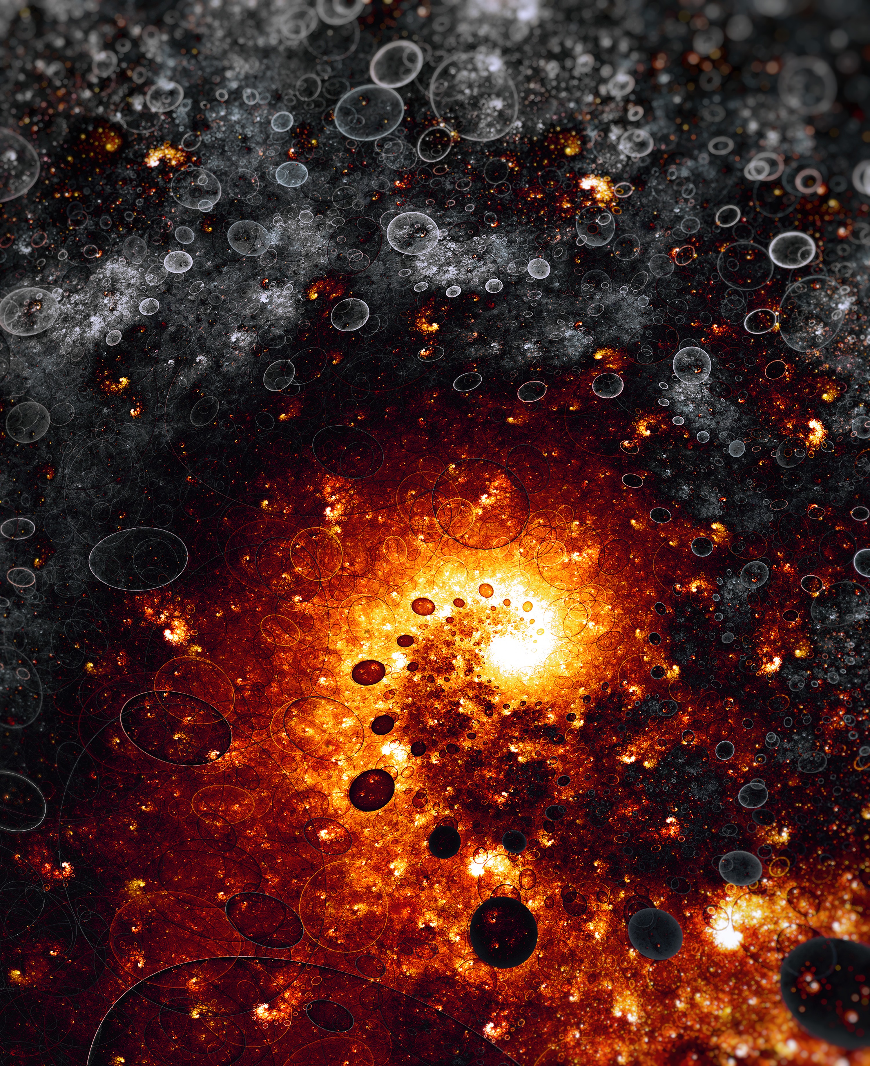 Download mobile wallpaper Fractal, Fire, Abstract, Circles, Form, Forms for free.