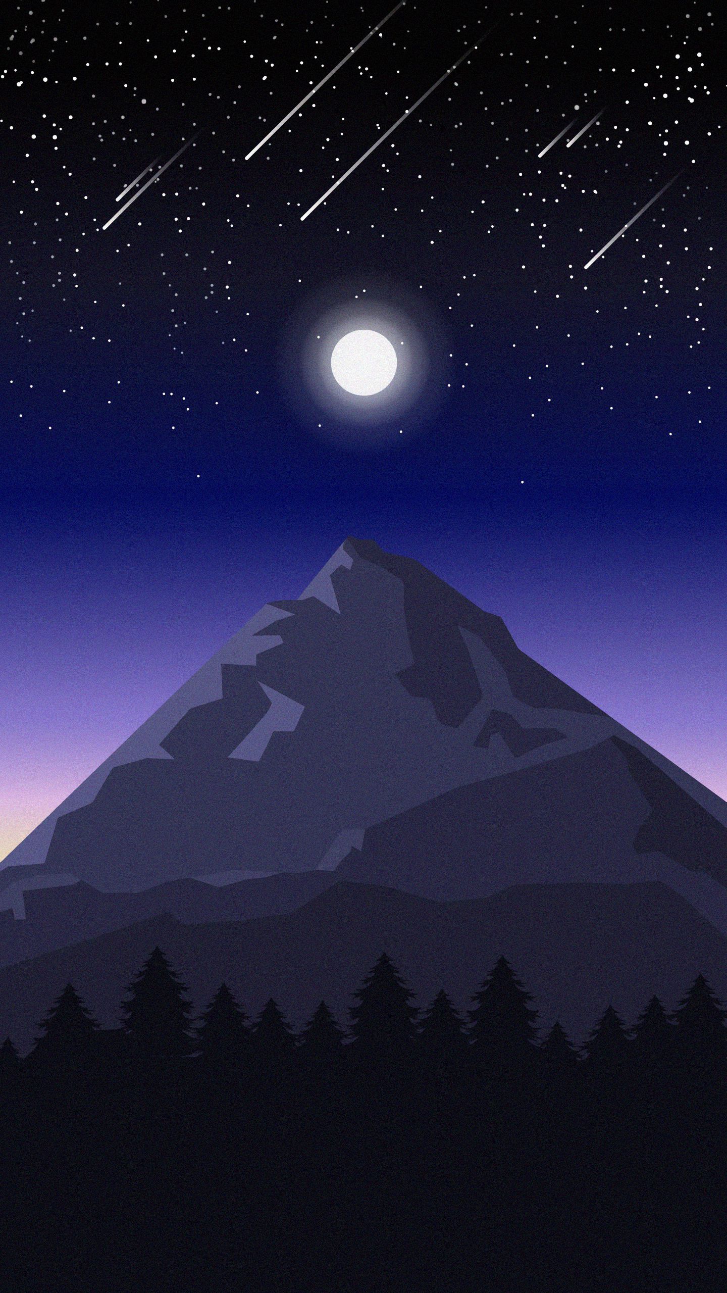 vector, art, landscape, night, mountain Full HD