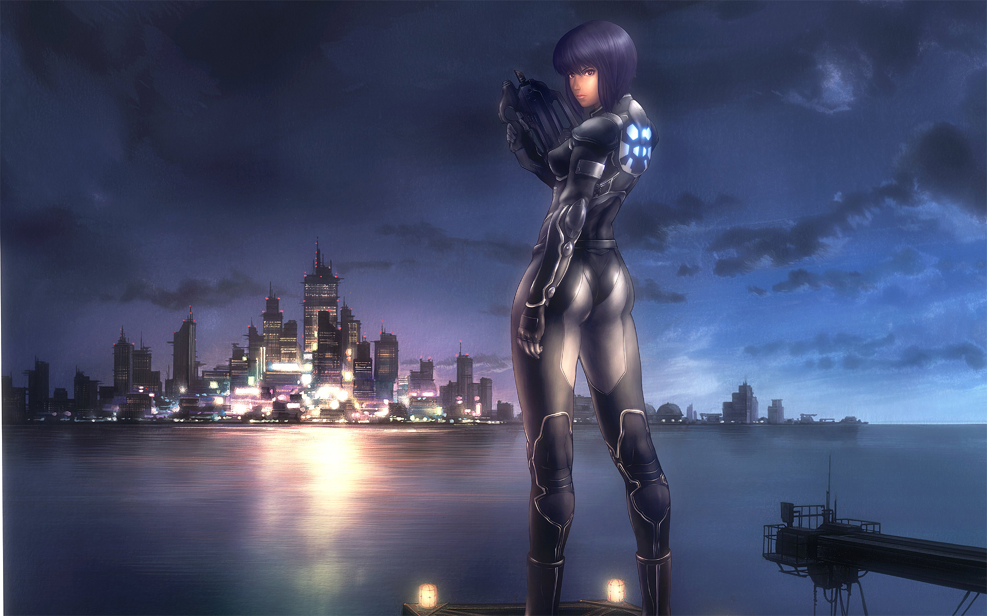 ghost in the shell, anime, city, futuristic, warrior Full HD