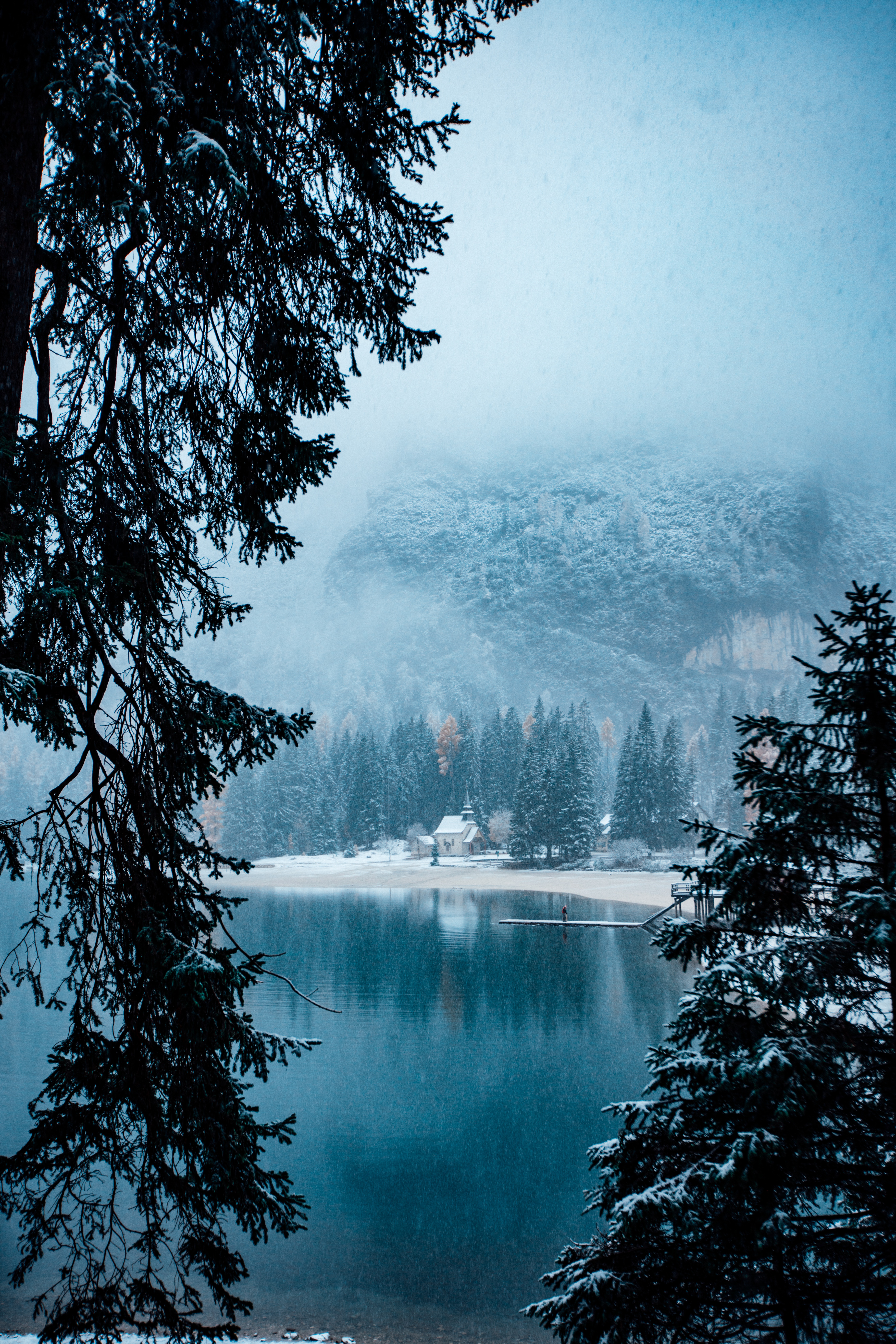 65255 Hintergrundbild herunterladen landschaft, winter, natur, see, ufer, bank, schneesturm - Bildschirmschoner und Bilder kostenlos