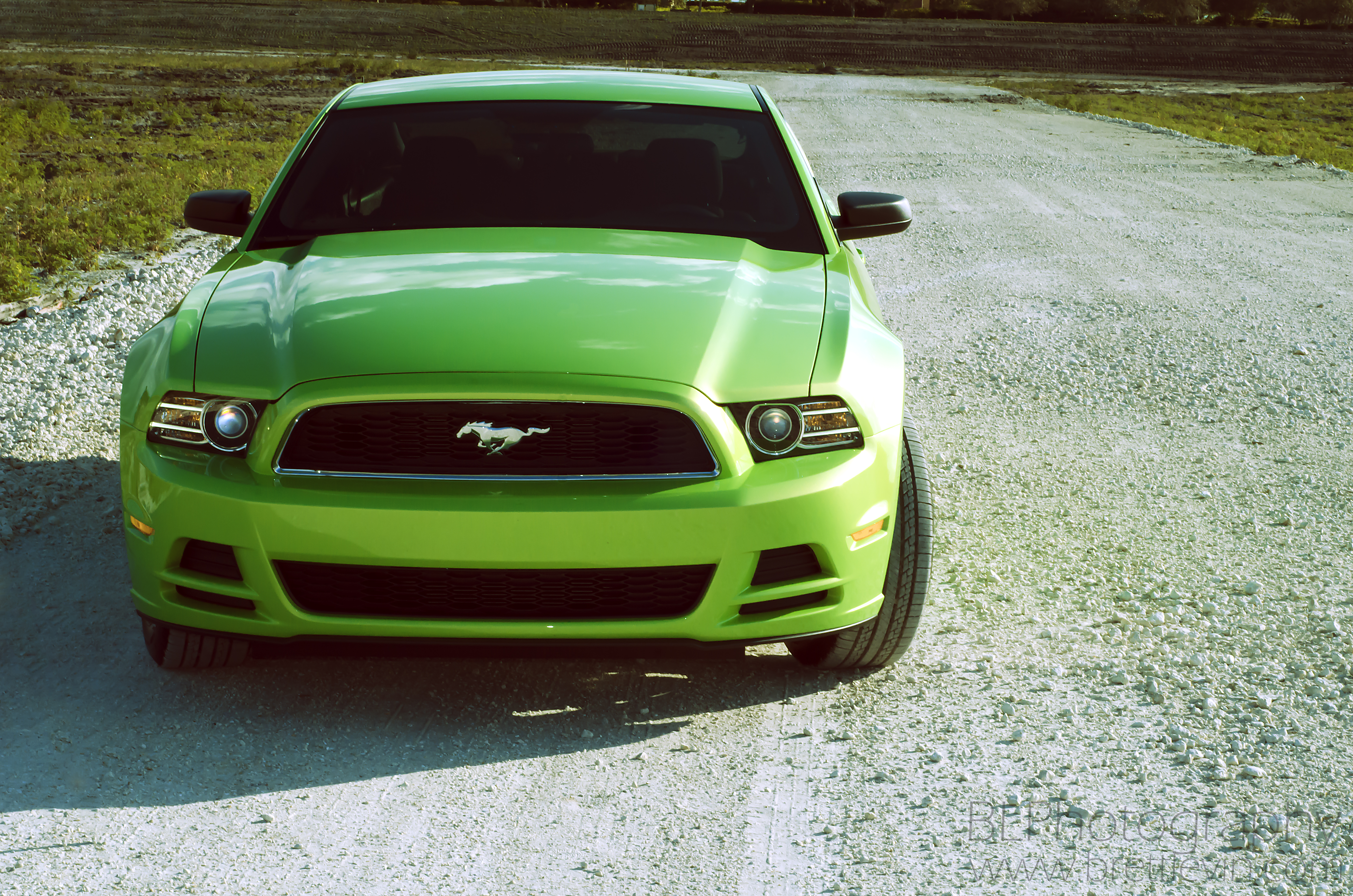 cars, front view, ford mustang v6, lime HD Phone wallpaper