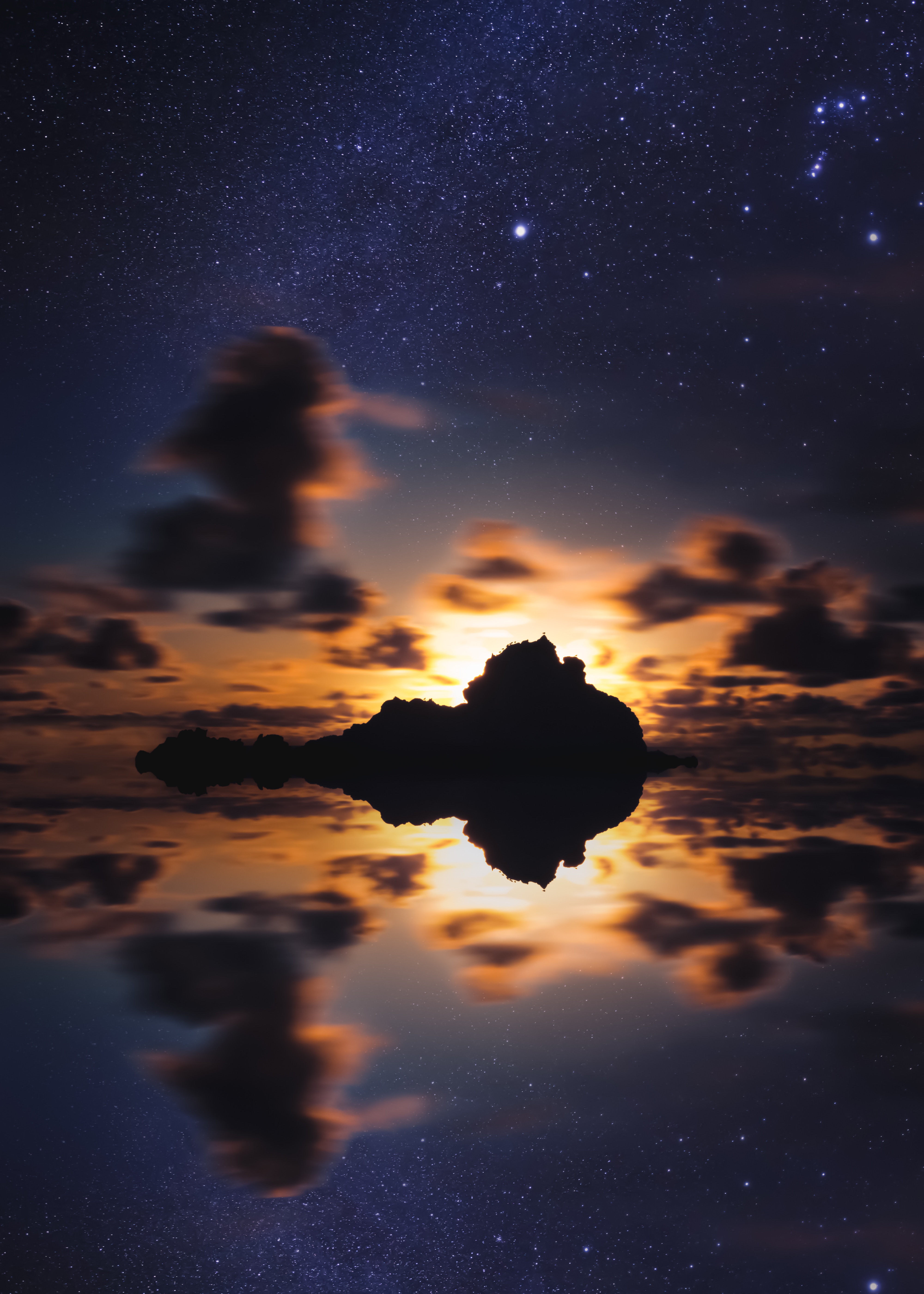 Wallpaper for mobile devices nature, horizon, starry sky, stars