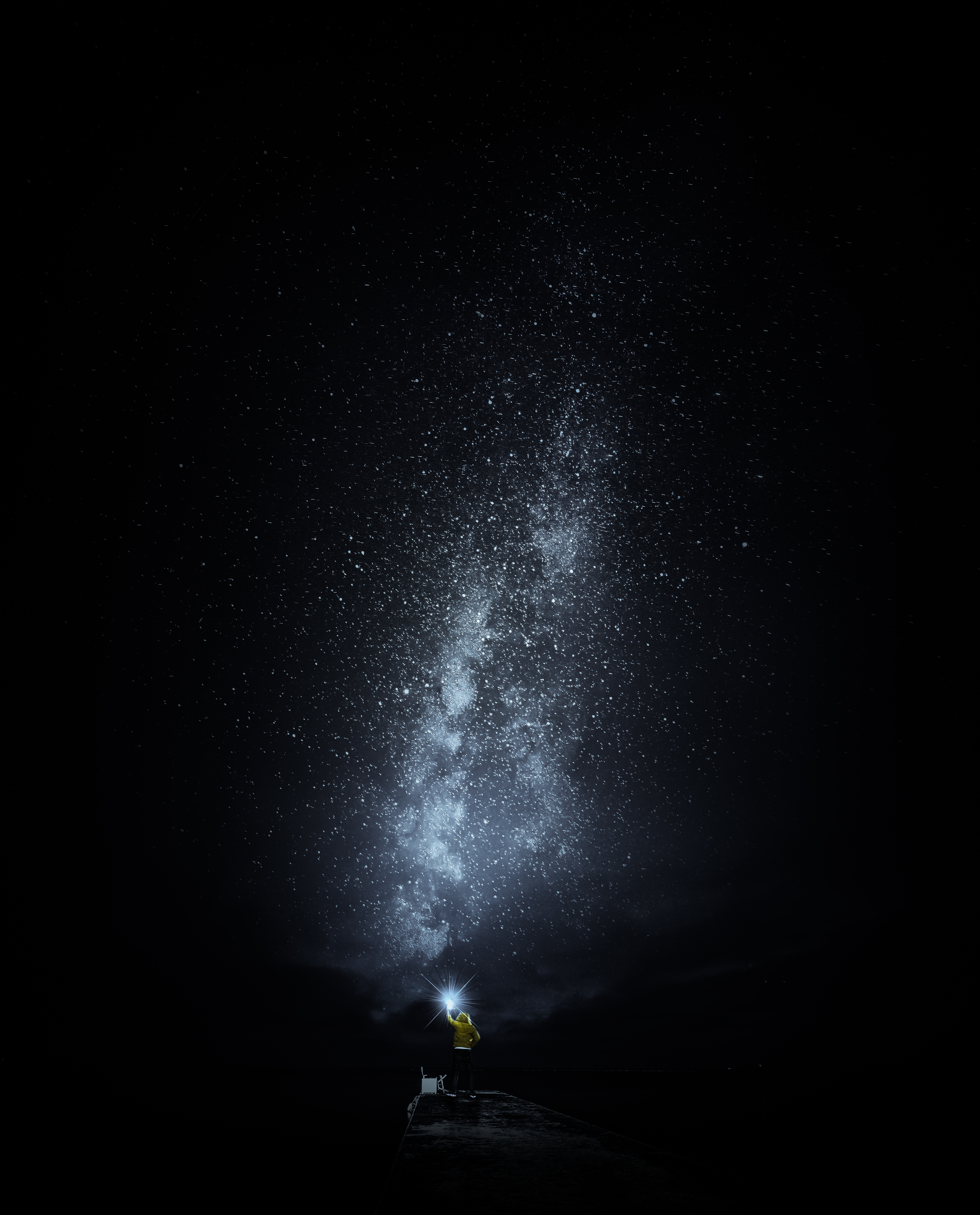 lonely, human, night, dark, shine, starry sky, brilliance, person, loneliness, alone