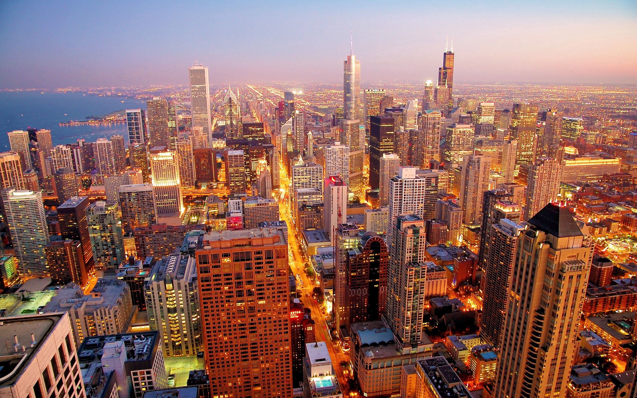 154848 descargar fondo de pantalla rascacielos, ciudades, noche, chicago: protectores de pantalla e imágenes gratis