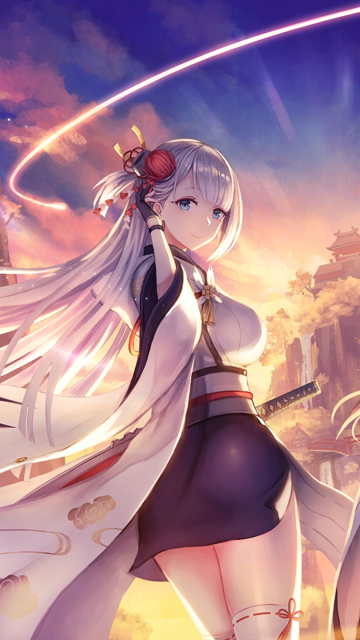 Papel De Parede Para Celular Anime Azur Lane Shoukaku Pista Azul