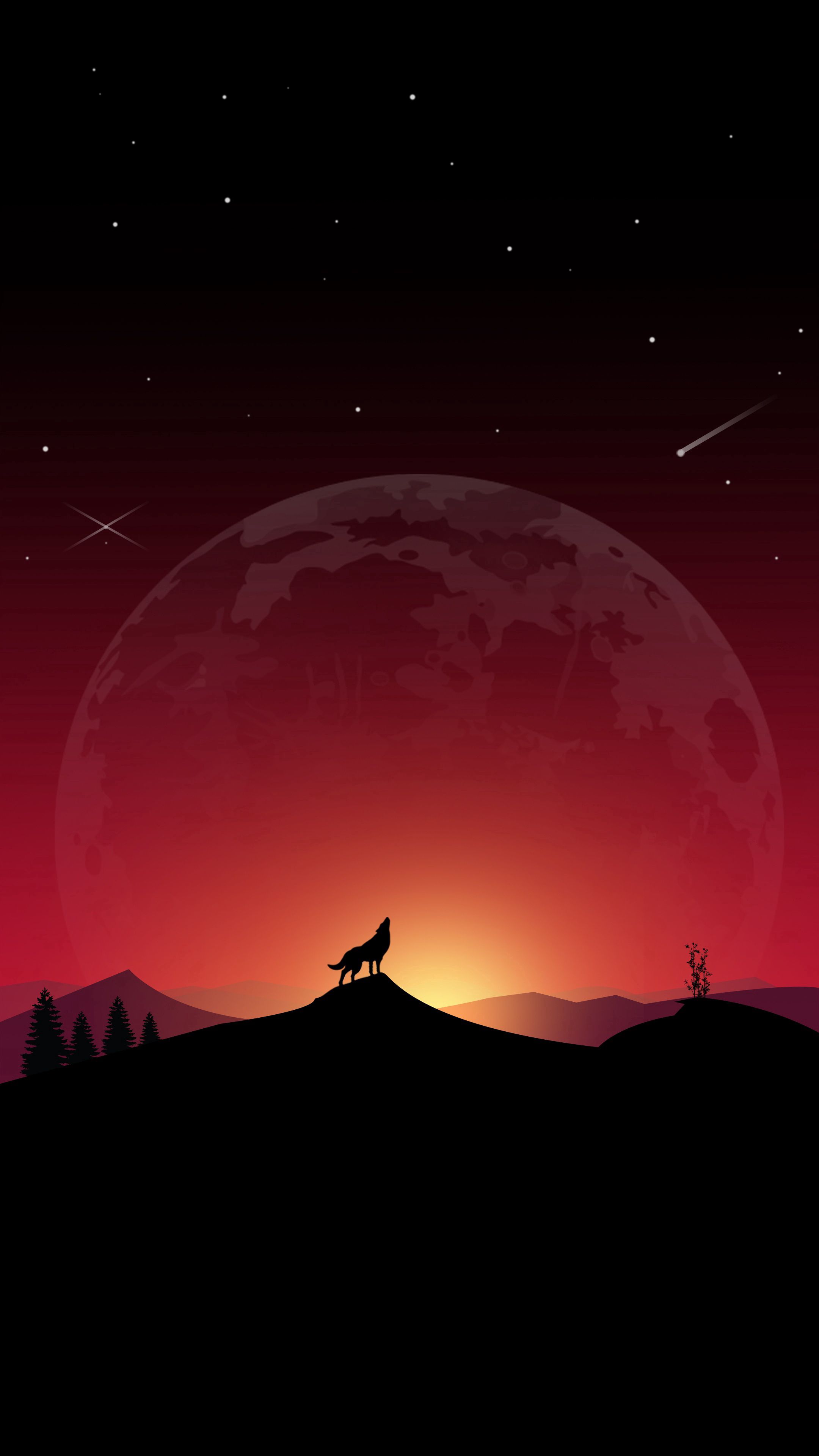 Free HD vector, wolf, art, loneliness, full moon, howl