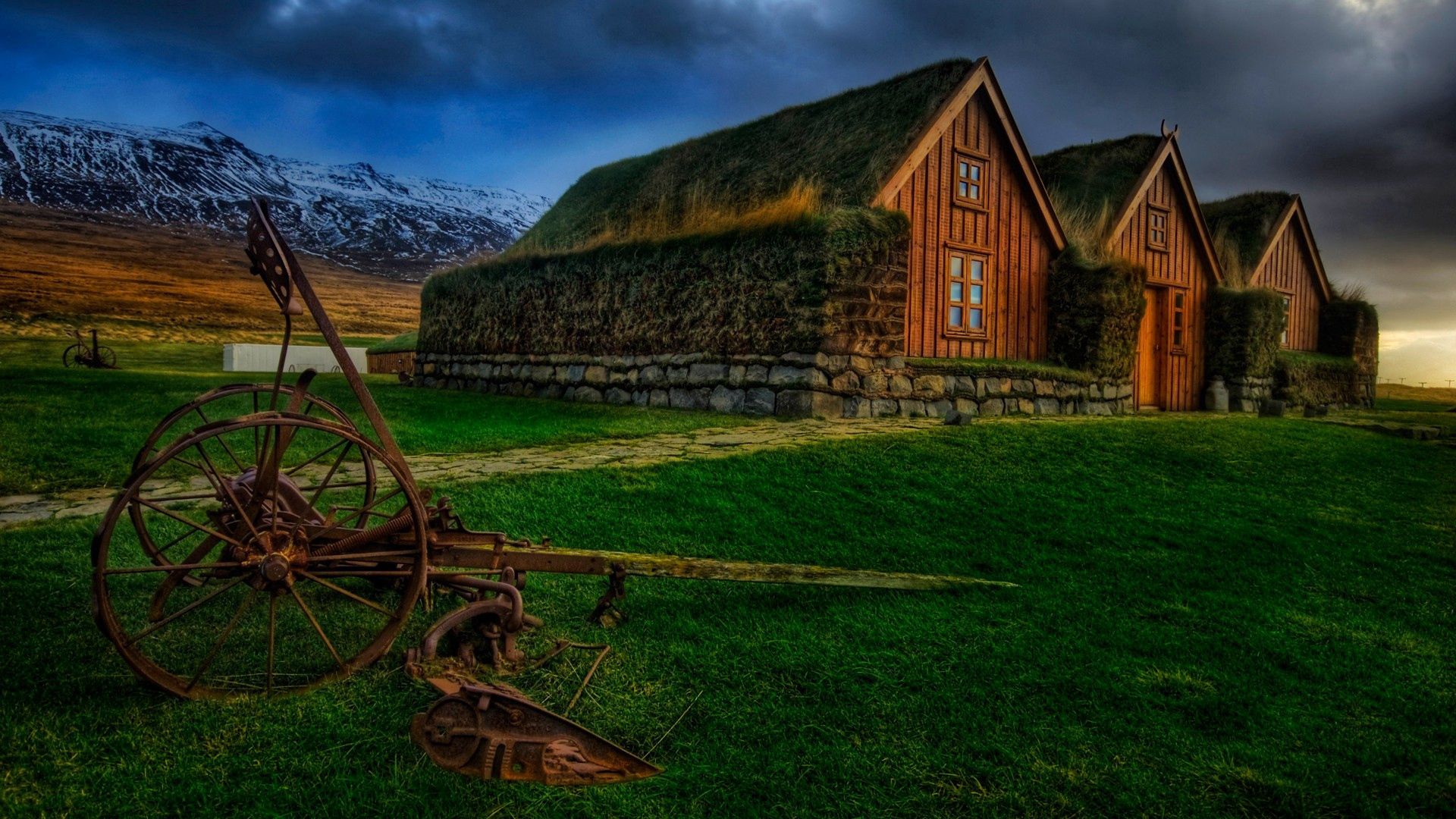 cities, houses, grass, old, country, craft