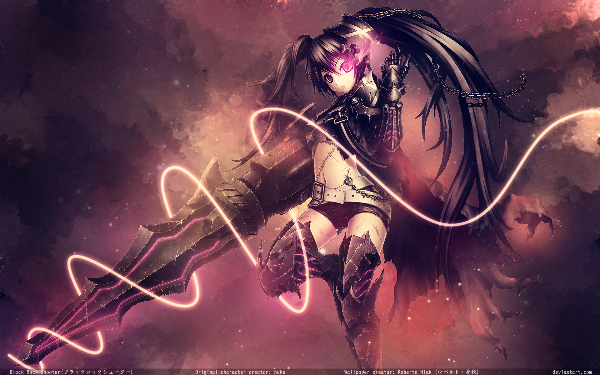 twintails, black hair, insane black rock shooter, anime Cell Phone Image