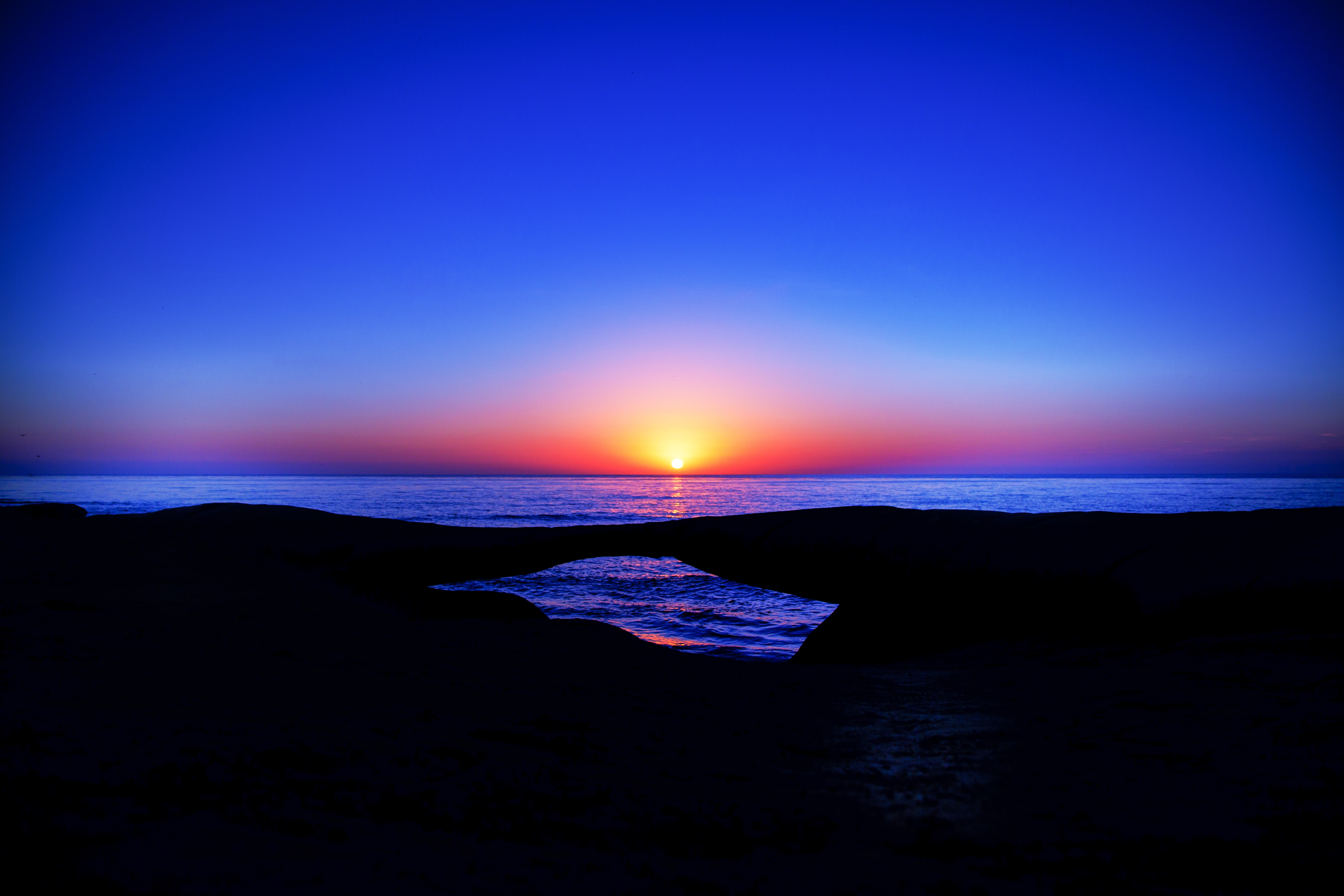 Laden Sie das Sea, Natur, Sunset, Sky, Sun, Horizont-Bild kostenlos auf Ihren PC-Desktop herunter