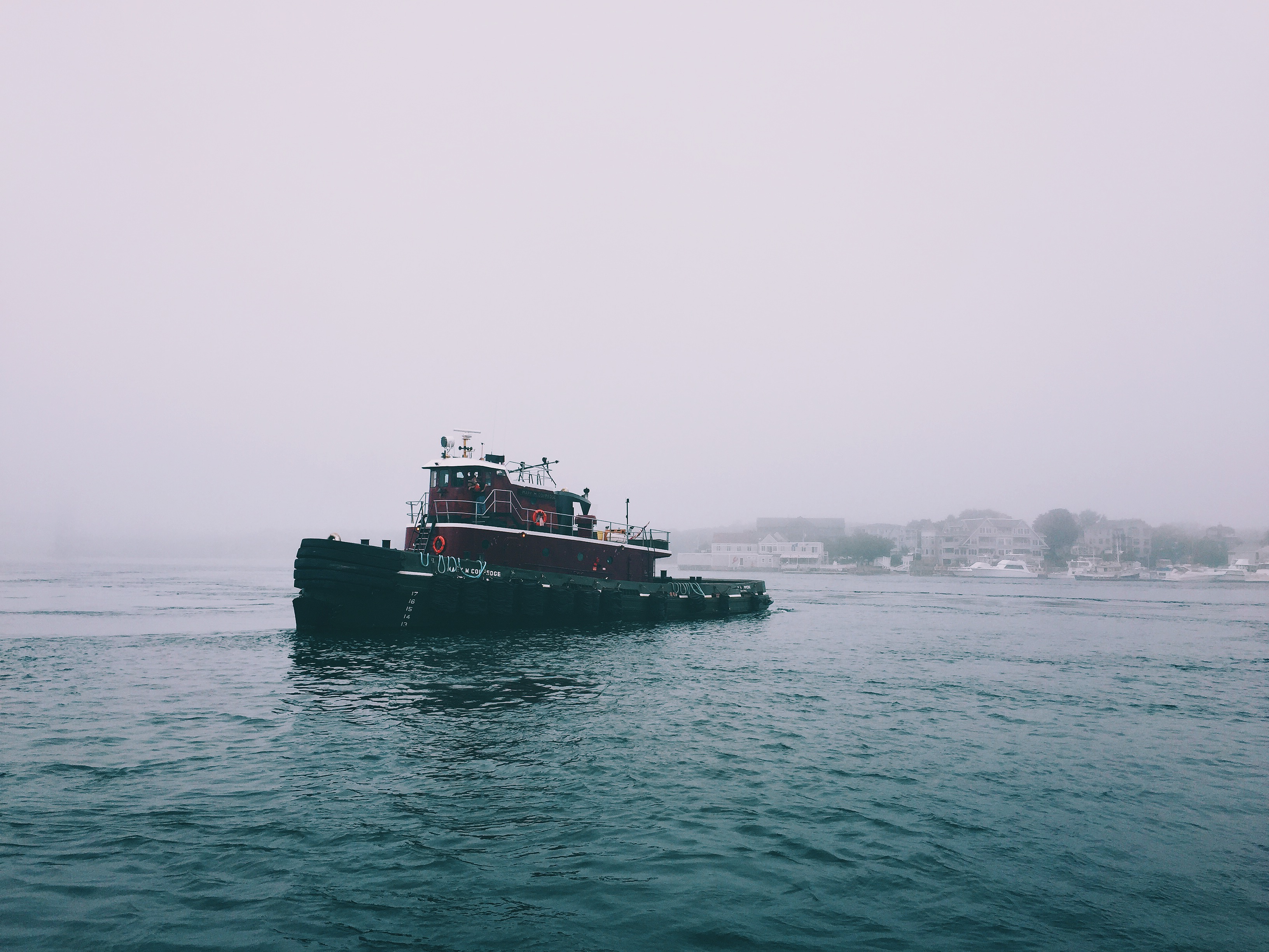 nature, sea, fog, mainly cloudy, overcast, ship