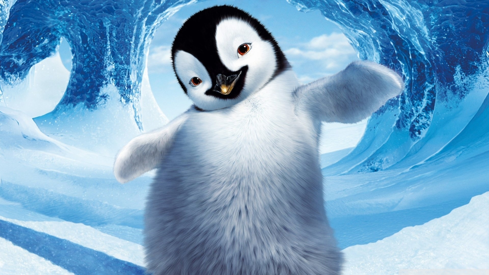 26451 download wallpaper cartoon, pinguins, blue screensavers and pictures for free