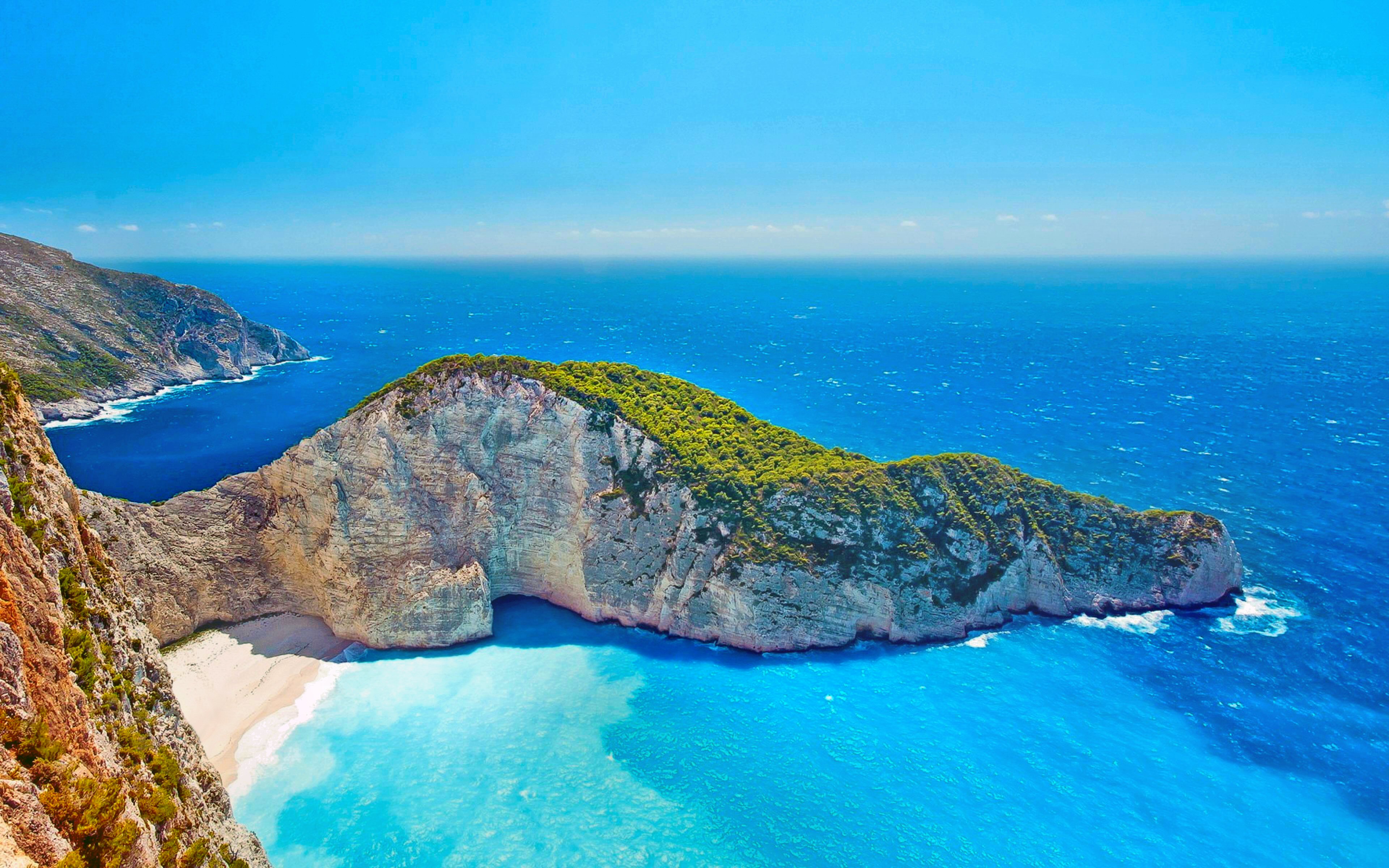 vertical wallpaper beach, horizon, turquoise, cliff, earth, zakynthos