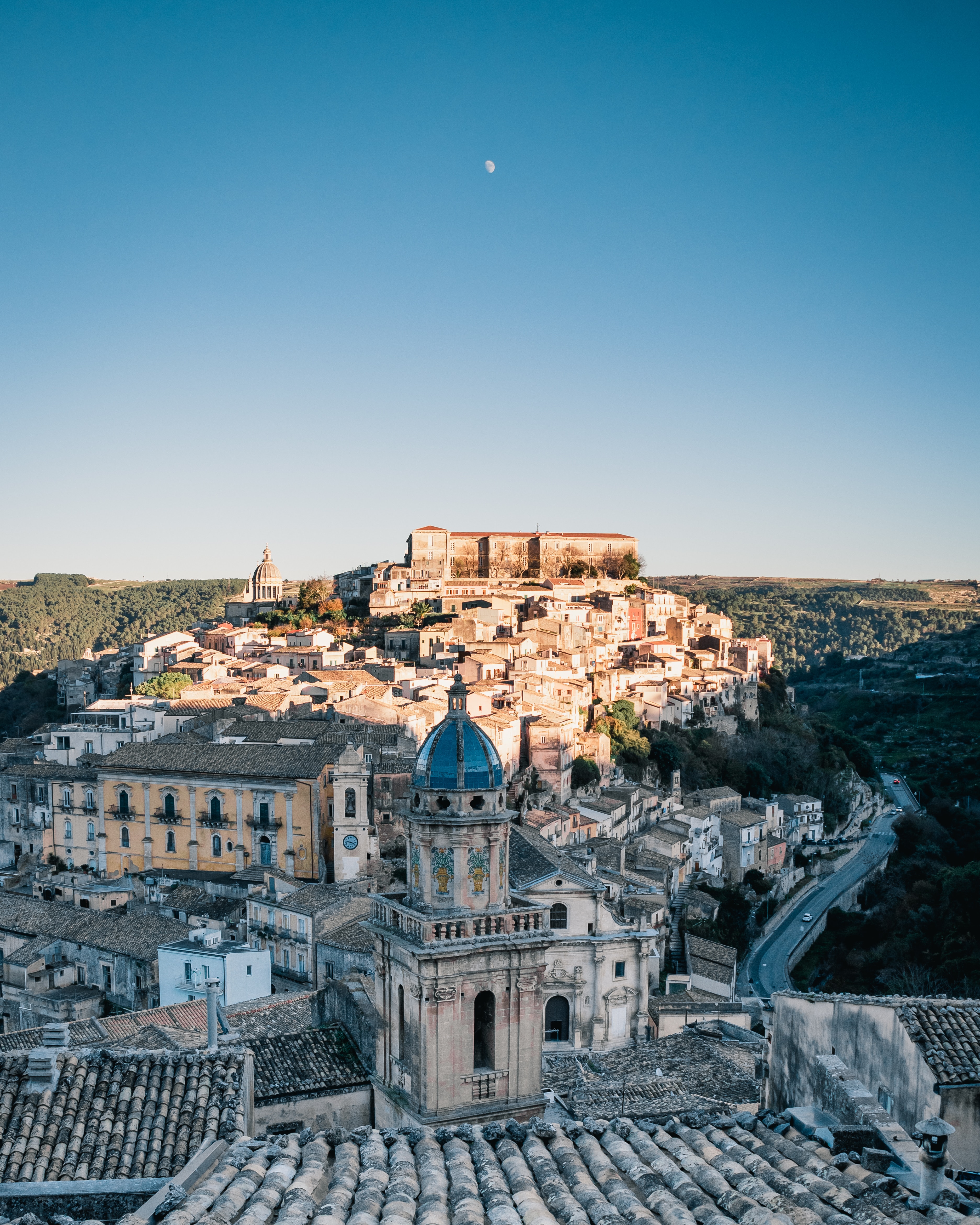 view from above, cities, architecture, italy, city, building, ragusa