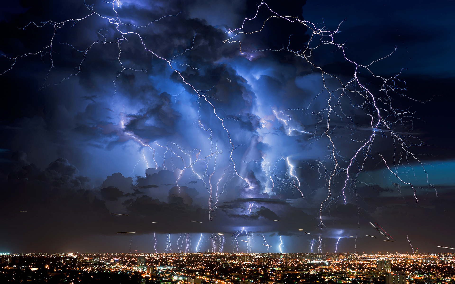 foudre, city, night, lightning Free HD Download [HQ]