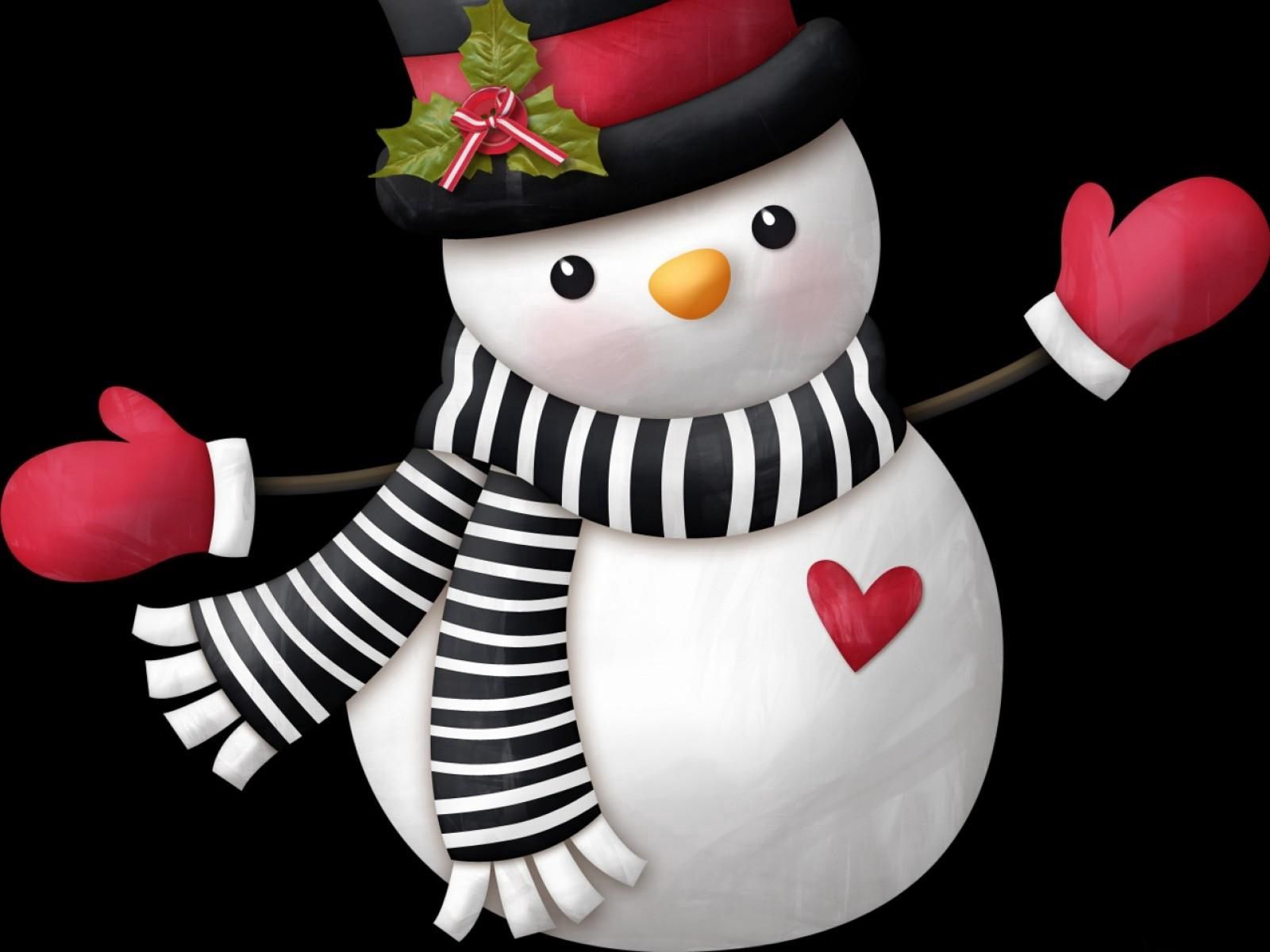 Desktop Backgrounds Snowman heart, holidays, mittens, hat