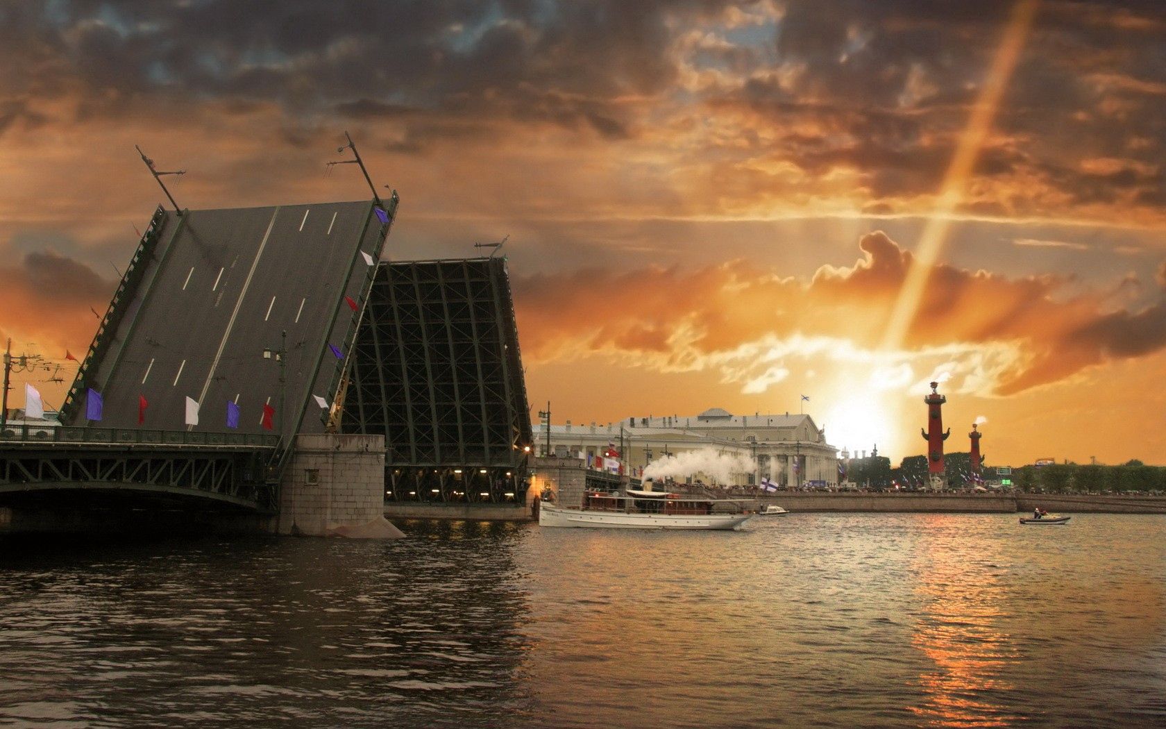 Handy-Wallpaper Städte, Flüsse, Sunset, Stadt, Brücke, Russland, St. Petersburg, Sankt Petersburg kostenlos herunterladen.