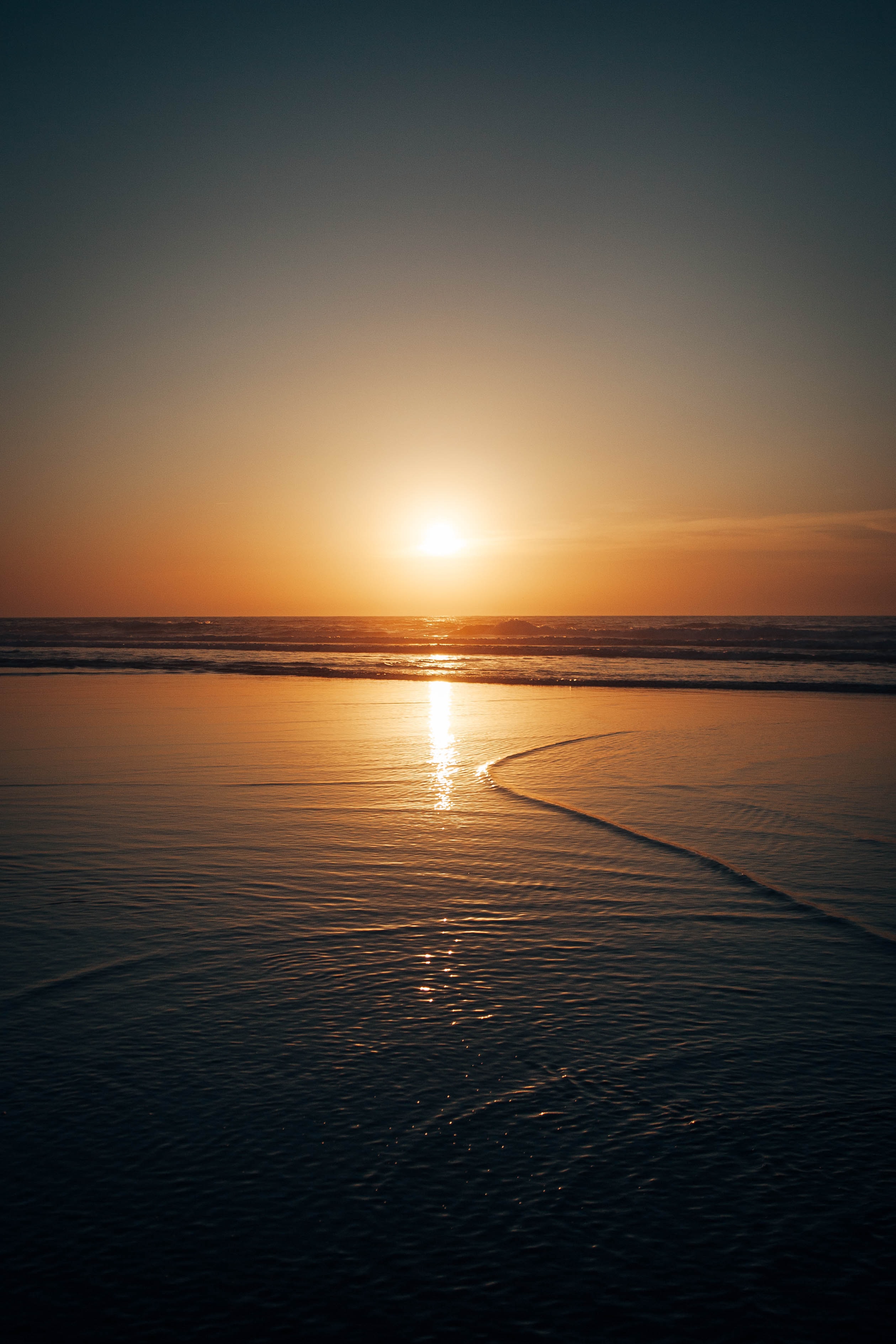 sunset, nature, water, sea, twilight, waves, dusk iphone wallpaper