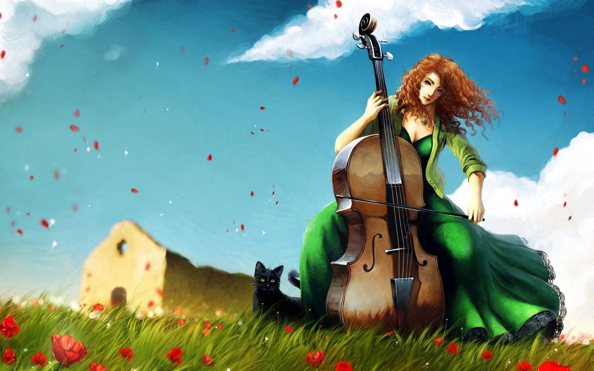 android game, art, girl, musician, wind