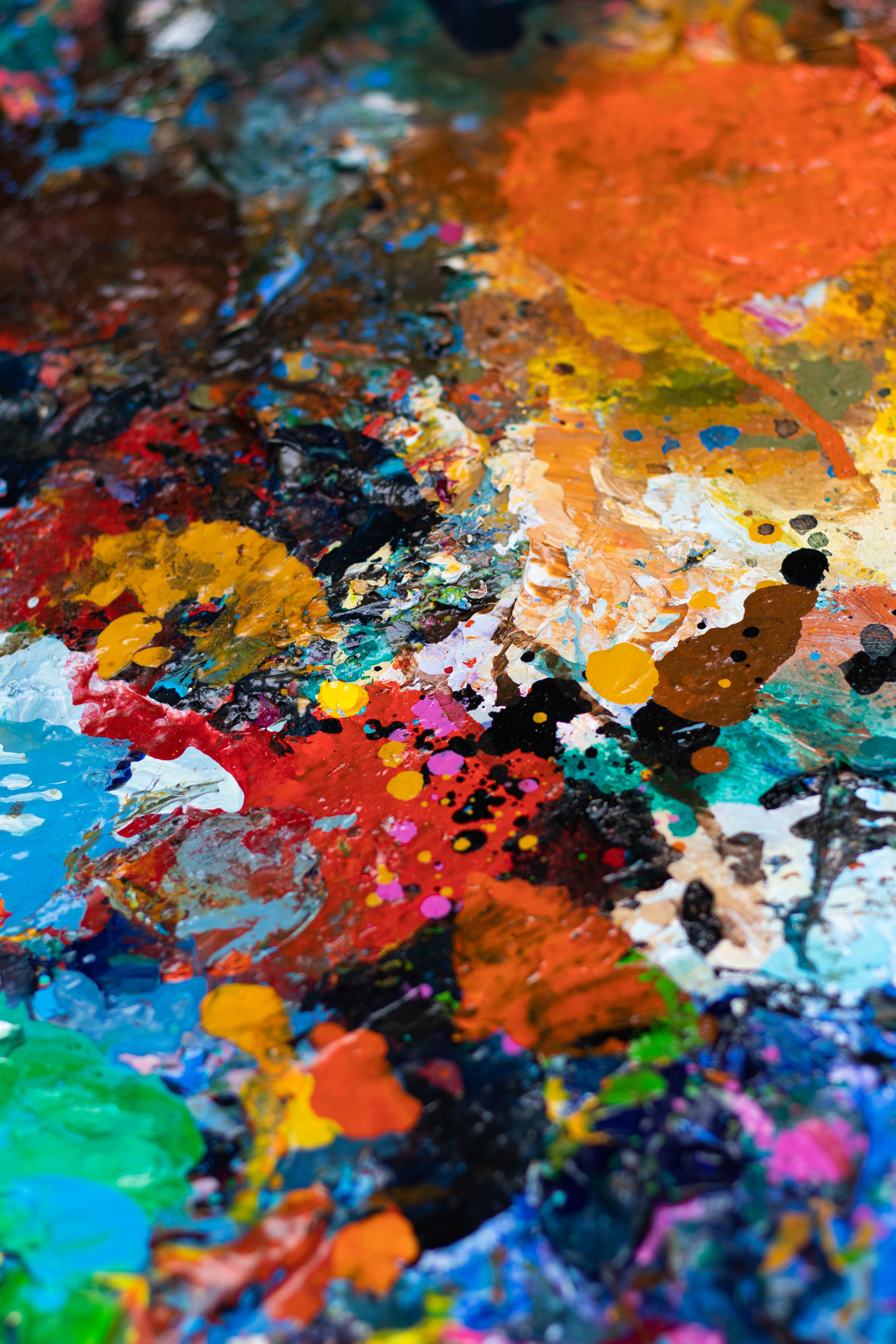 multicolored, stains, macro, motley, texture, paint, spots, palette Phone Background