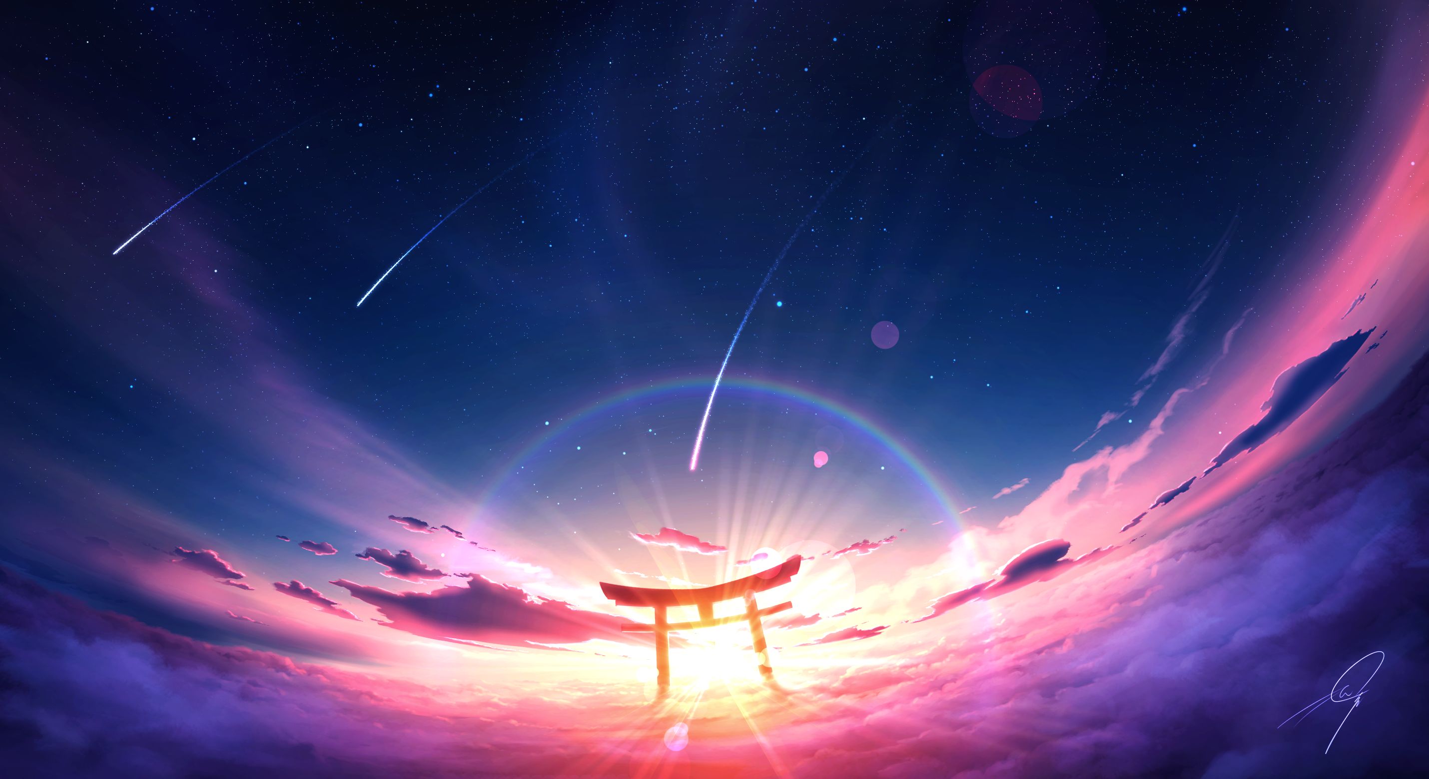 HD desktop wallpaper: Anime, Sky, Torii, Shrine download free picture  #1009542