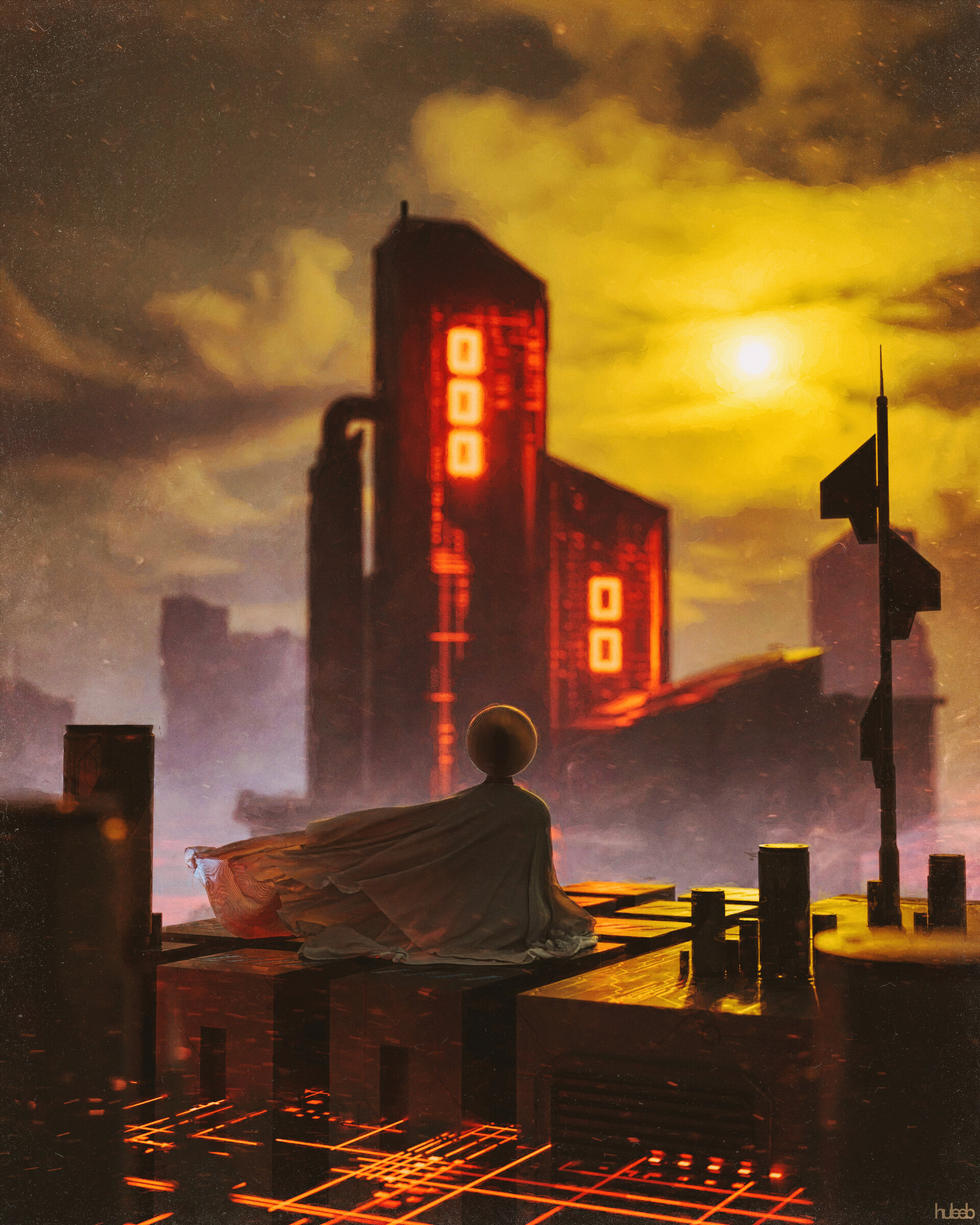sunset, building, miscellanea, miscellaneous, loneliness, roof, meditation, cloak for android