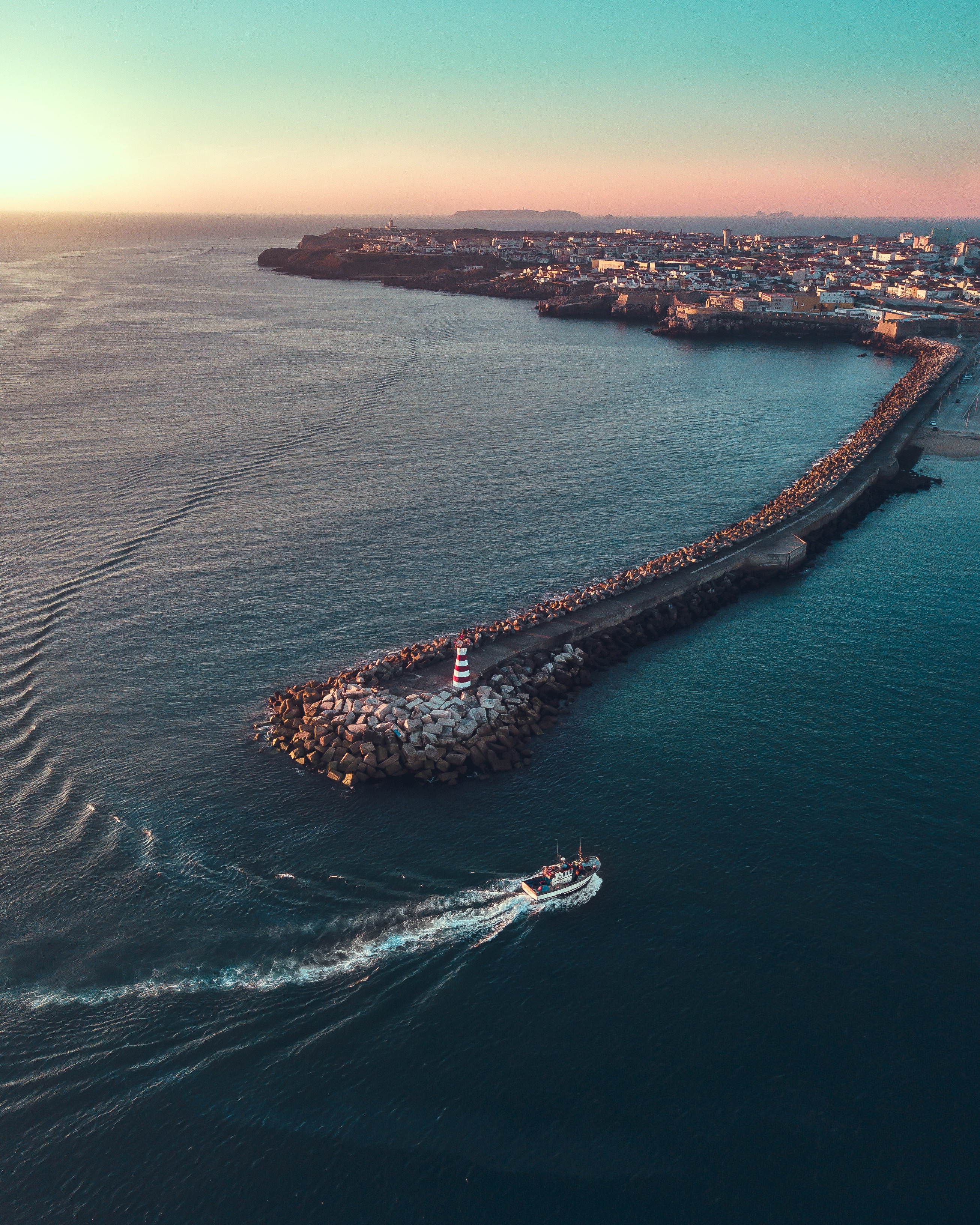 yacht, ocean, nature, city, view from above, pier 4K
