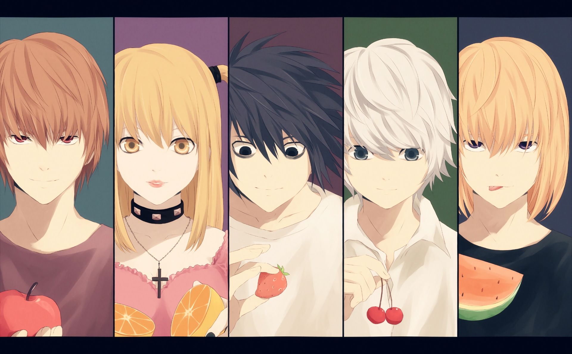 anime, death note, l (death note), light yagami, mello (death note), misa amane, near (death note) phone background